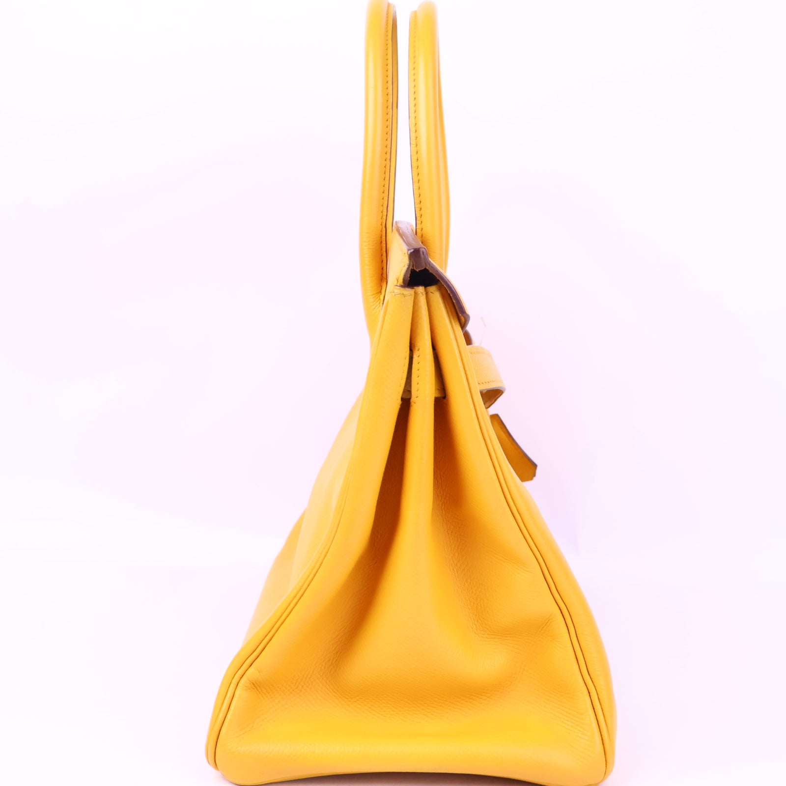 Hermes Birkin 30 Vintage Yellow Top Handle Bag J3014 | Pre-Owned Excellent Yellow Plain Courchevel leather, Epsom leather
