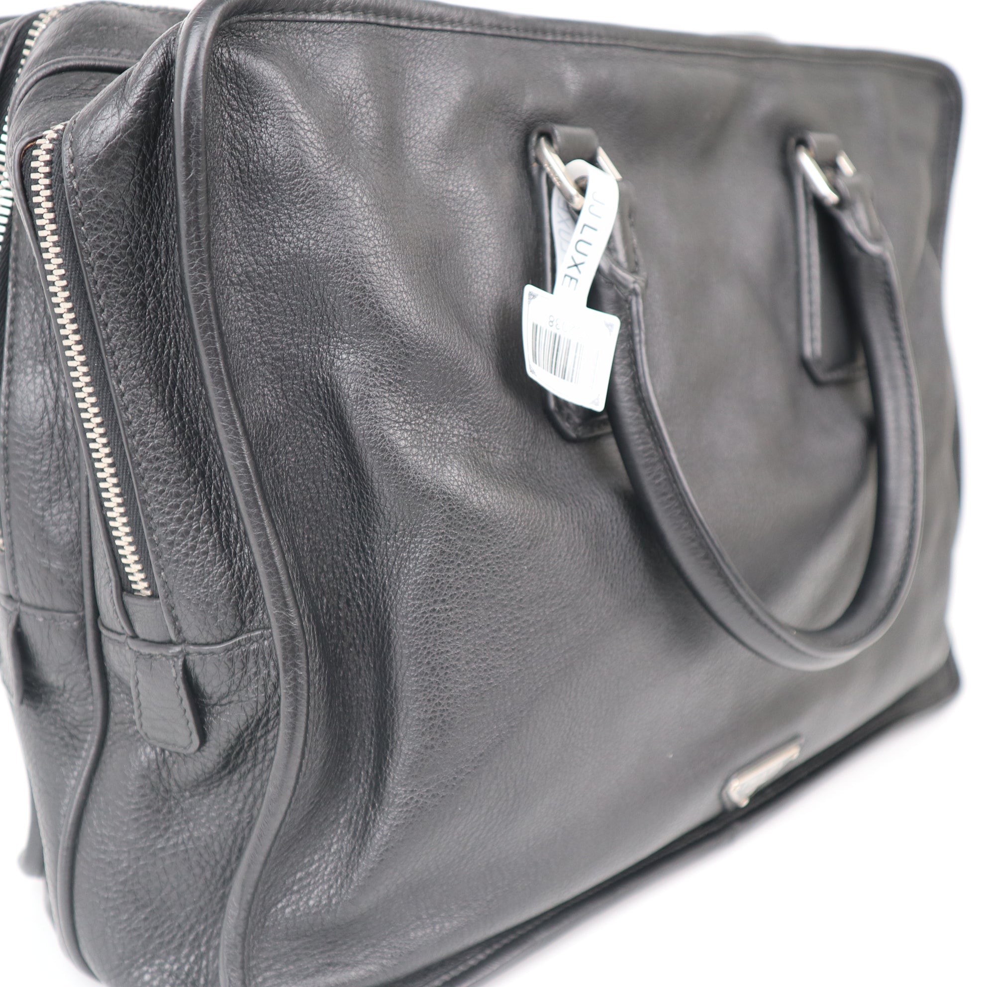 C2038 PRADA Weekender Briefcase Bag  Black-Pre Owned