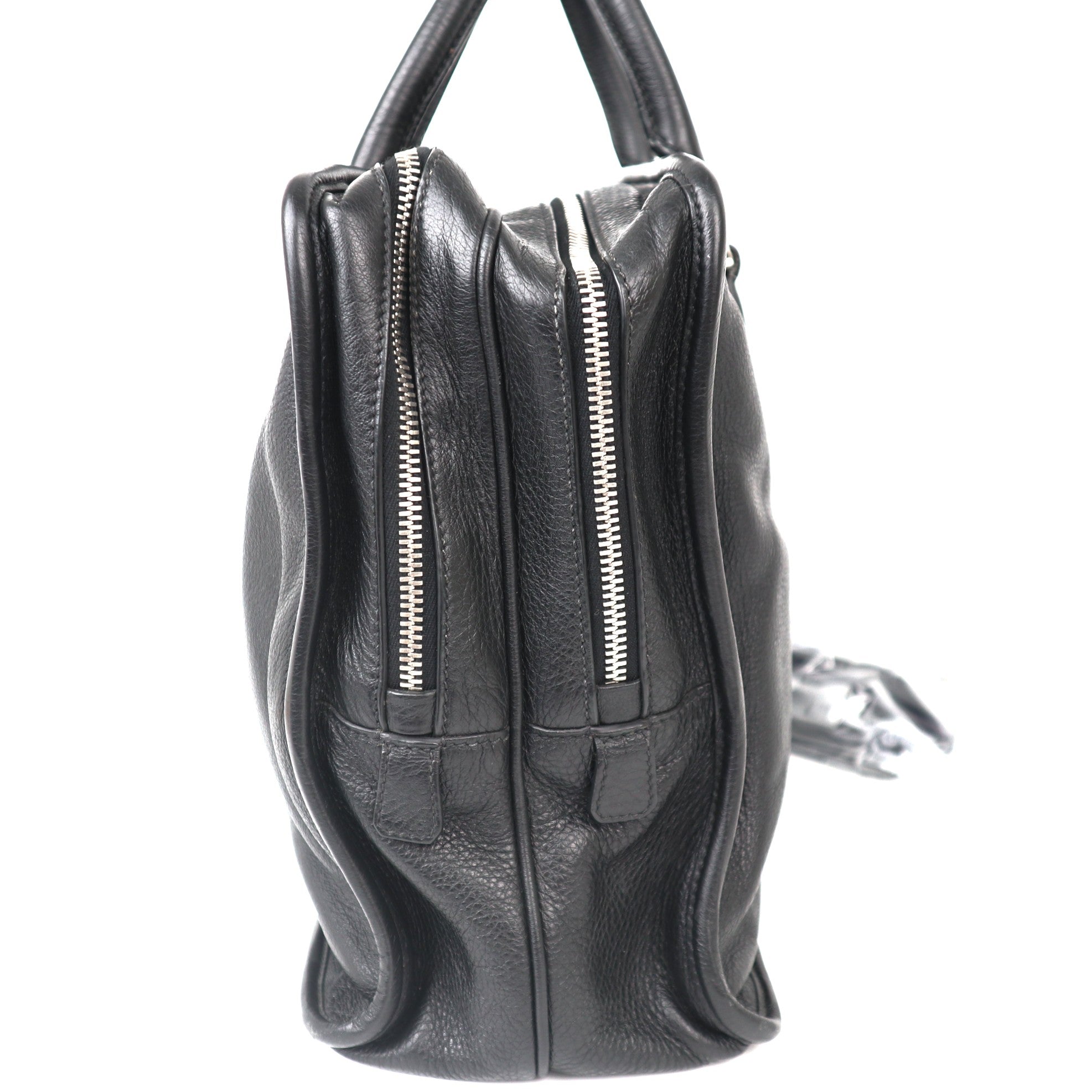 C2038 PRADA Weekender Briefcase Bag  Black-Pre Owned