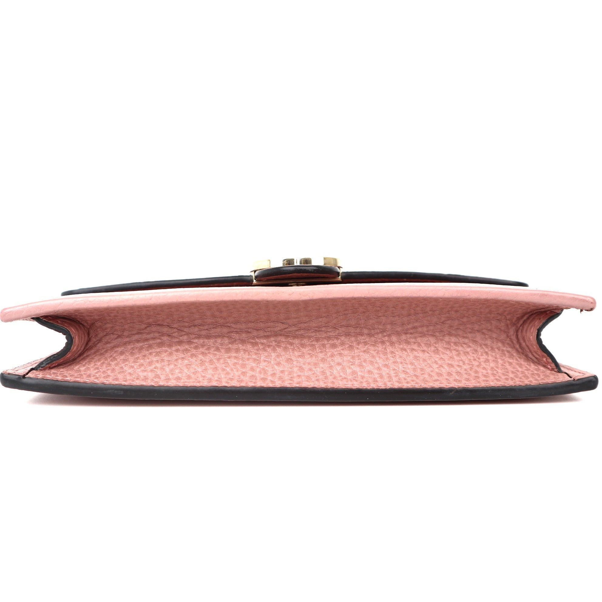 C2020 Gucci Pink Pebbled Leather Interlocking G Wallet on Chain Clutch Bag-Pre Owned