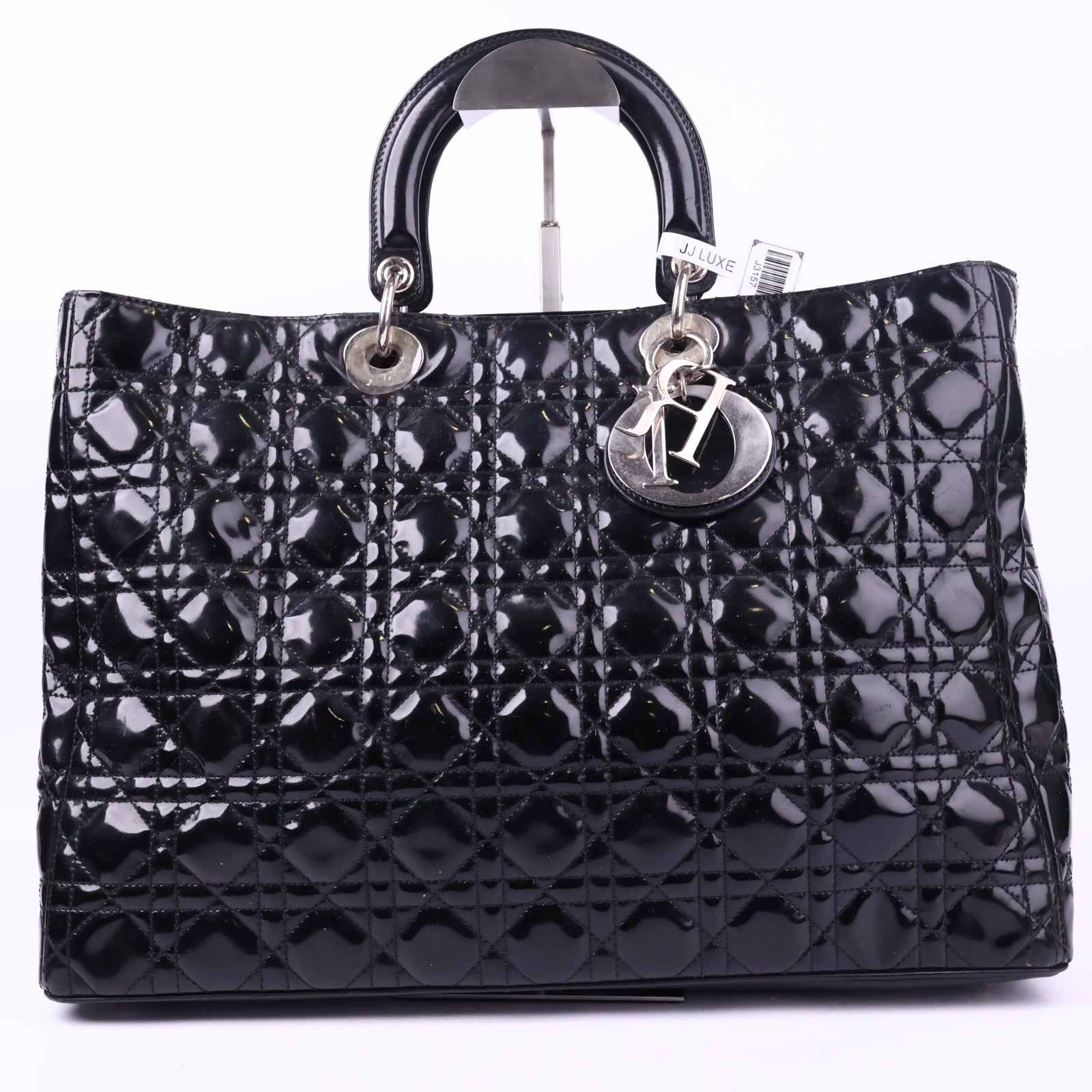 Dior Christian Dior Black Lady Large Patent Top Handle Bag J3157 | Pre-Owned Like New Black Leather, Patent leather