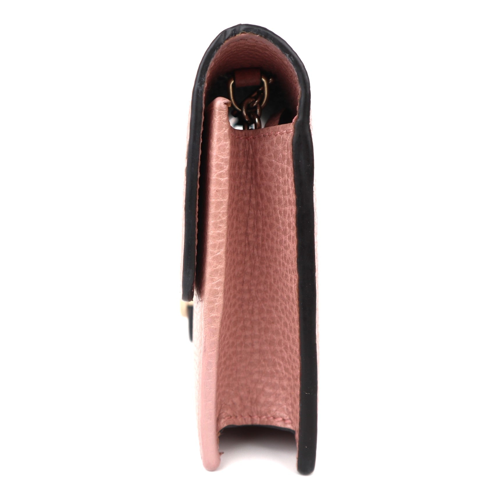 C2020 Gucci Pink Pebbled Leather Interlocking G Wallet on Chain Clutch Bag-Pre Owned