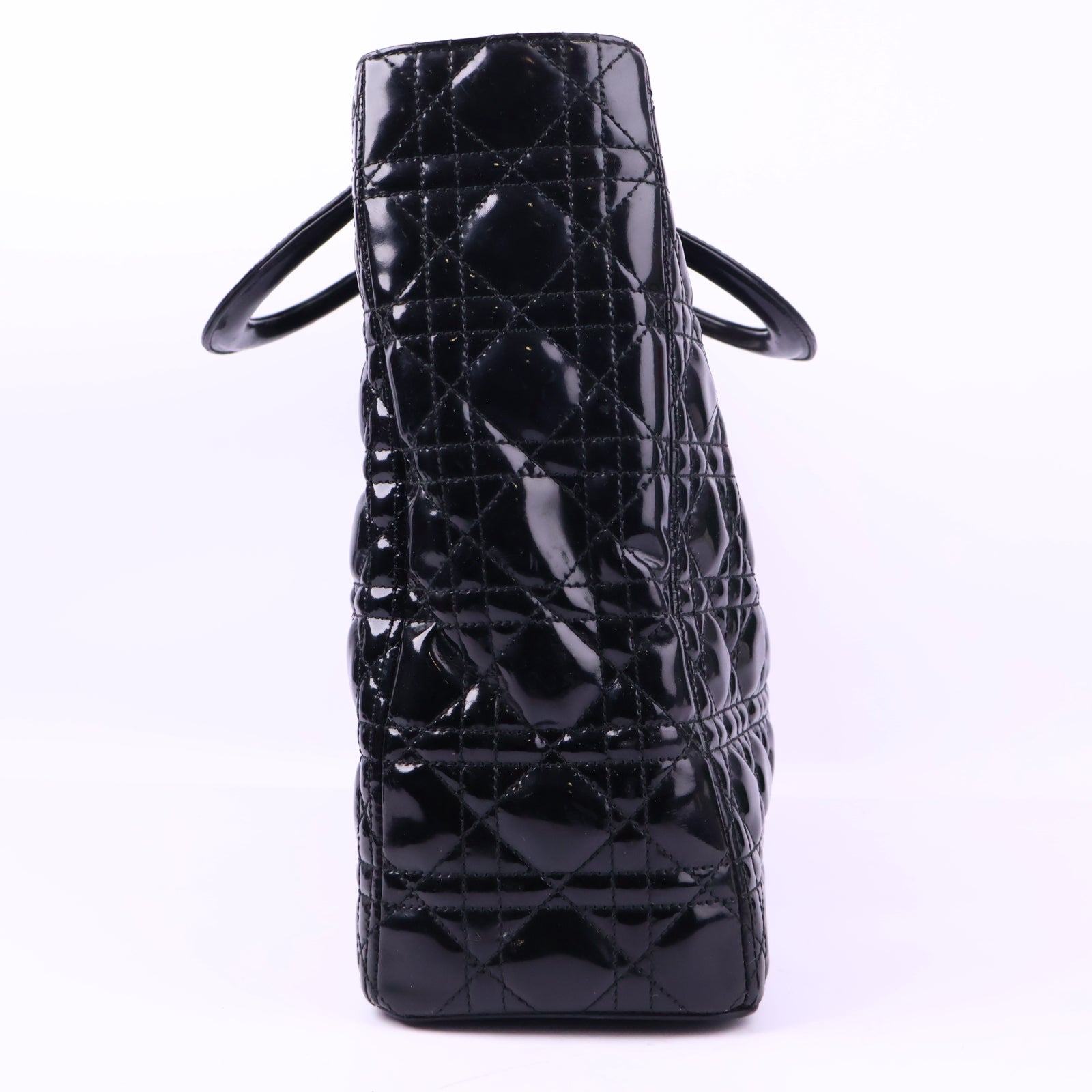 Dior Christian Dior Black Lady Large Patent Top Handle Bag J3157 | Pre-Owned Like New Black Leather, Patent leather