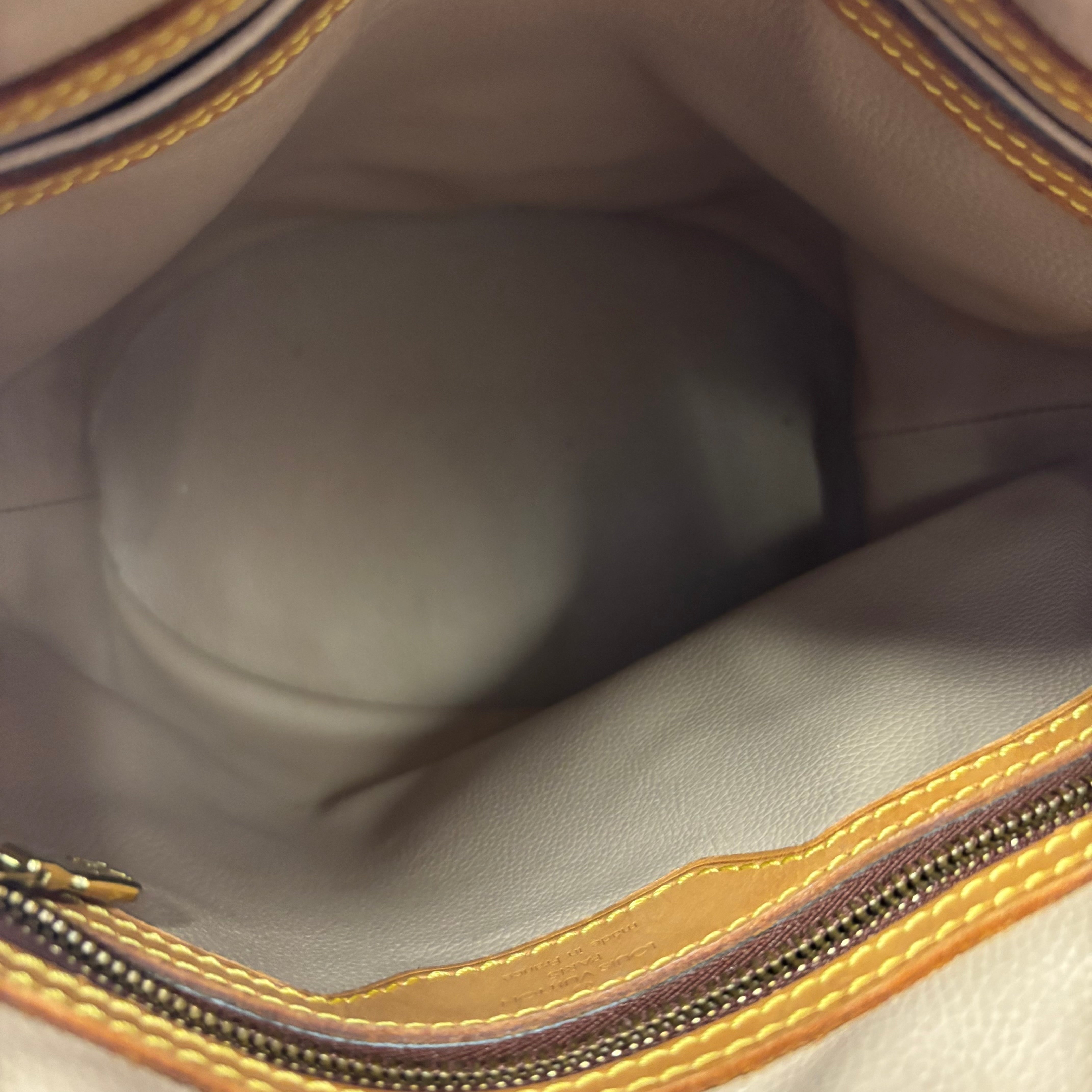 Louis Vuitton Petit Bucket Leather Monogram Bucket Bag J3162R | Pre-Owned Excellent Brown Monogram Canvas, Leather