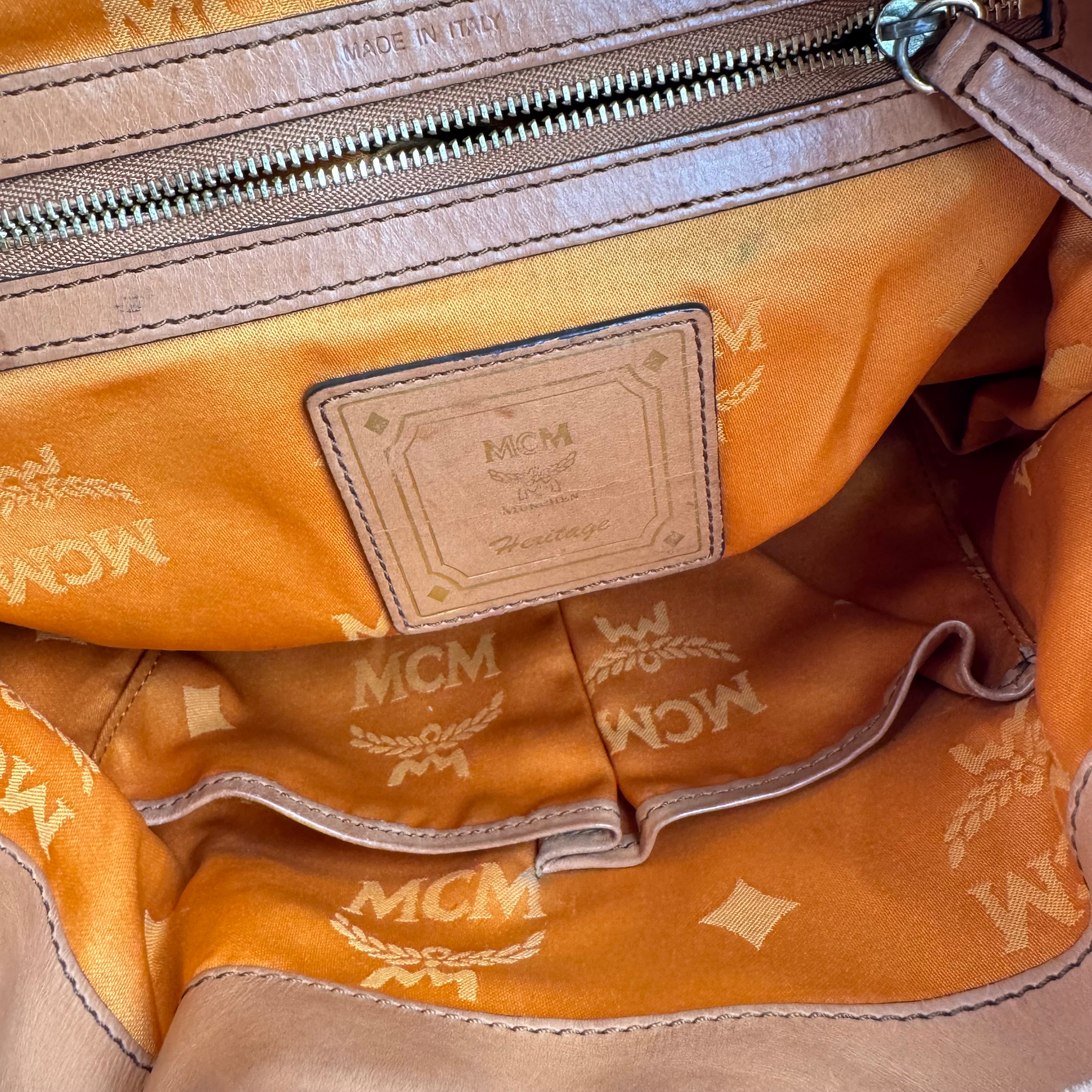 J1702 MCM Cognac Visetos Coated Canvas Bucket Bag- Pre Owned