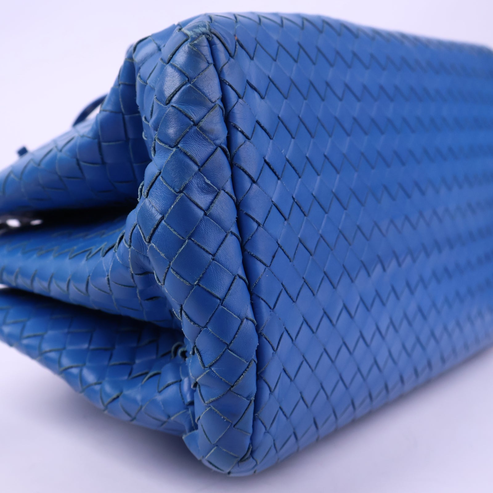 Bottega Veneta Blue Intrecciato Woven Nappa Leather Roma Bag Tote Bag J3167 | Pre-Owned Excellent Blue Leather