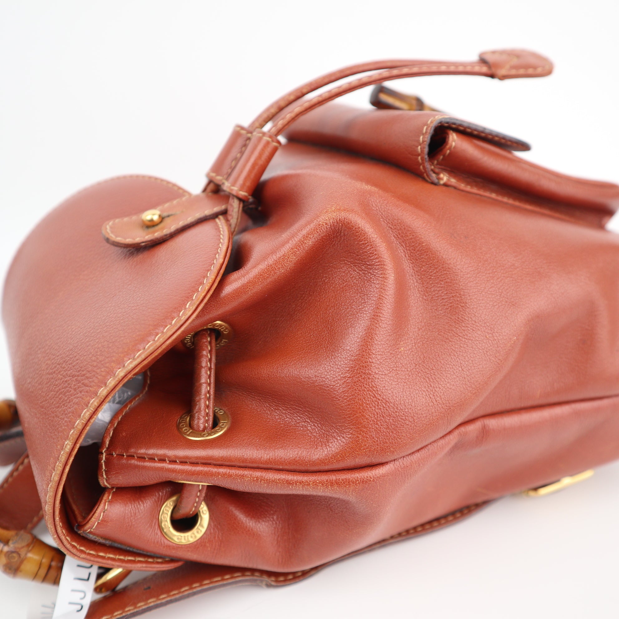 Gucci Vintage Bamboo Backpack Brown Leather Backpack C1575 | Pre-Owned Very Good Brown Leather