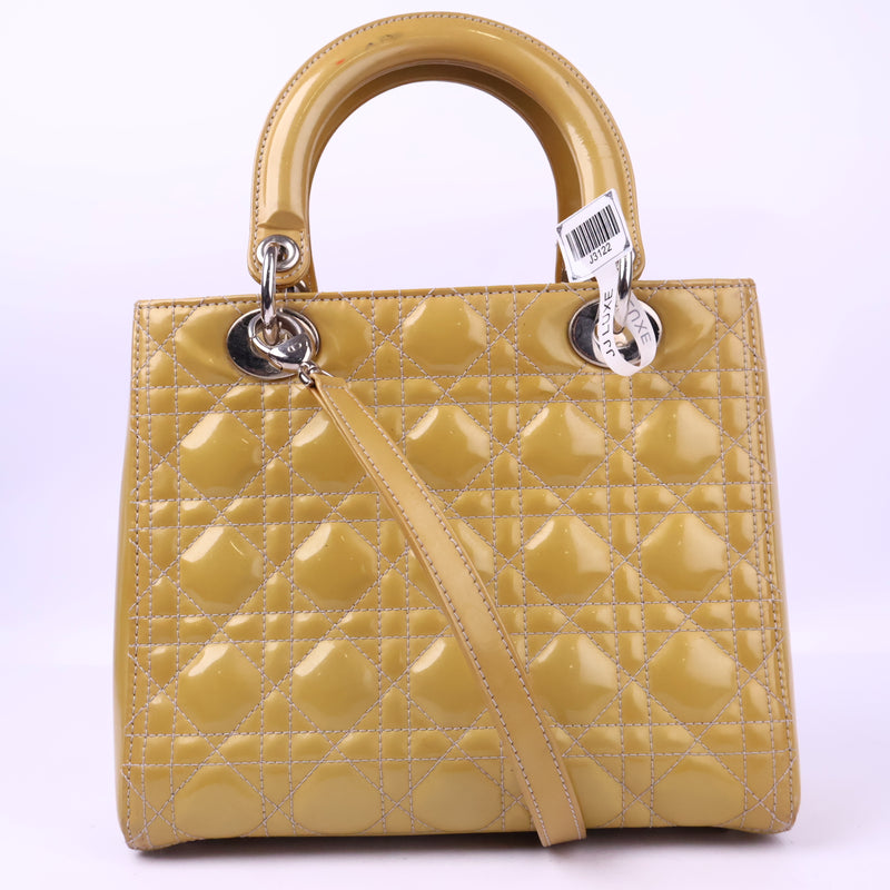 Dior Lady Dior Handbag Patent Leather Top Handle Bag J3122 | Pre-Owned Like New Leather