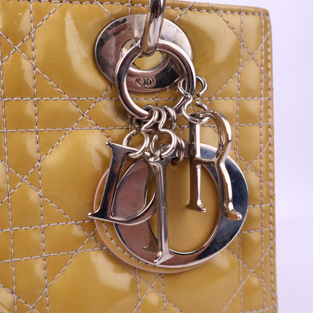 Dior Lady Dior Handbag Patent Leather Top Handle Bag J3122 | Pre-Owned Like New Leather