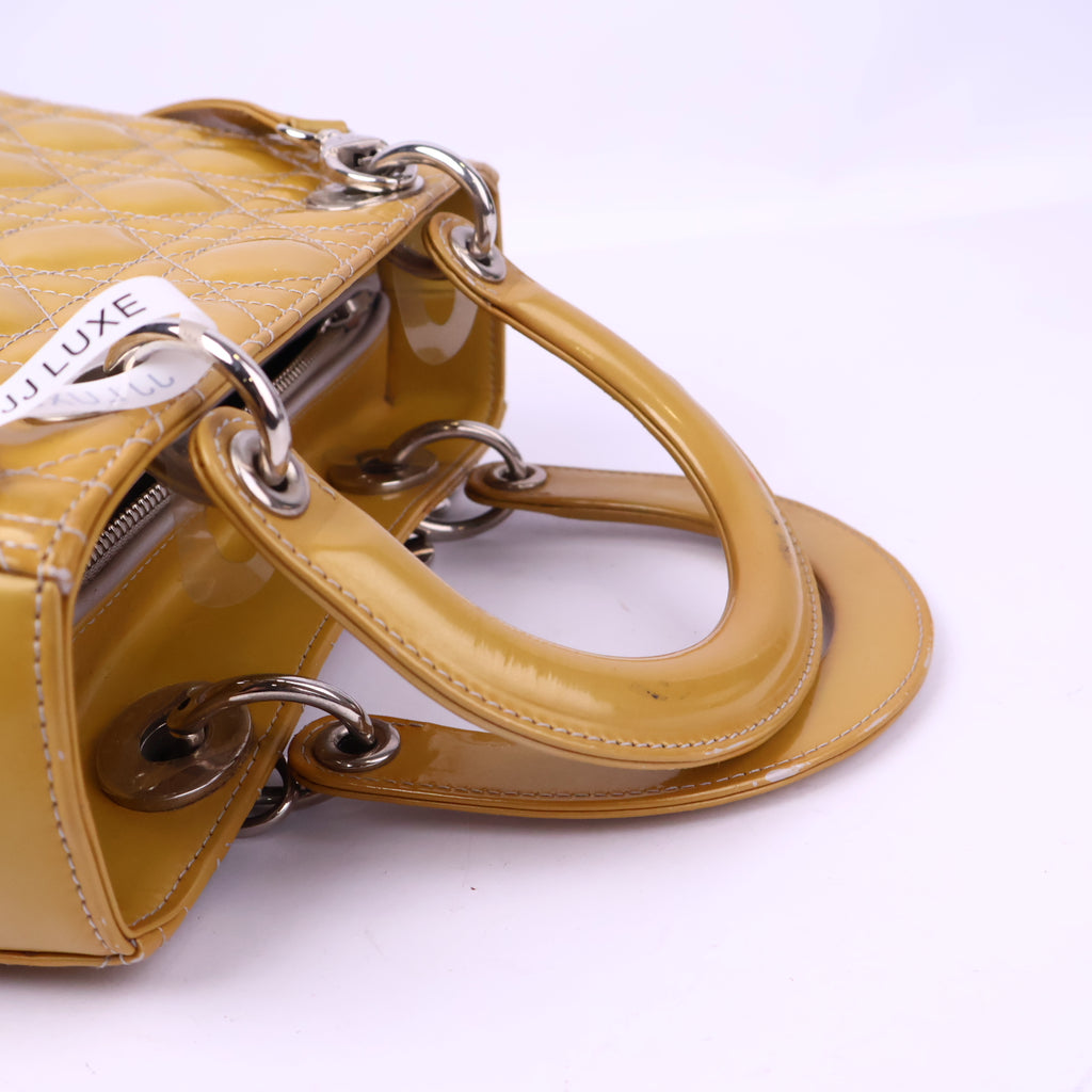 Dior Lady Dior Handbag Patent Leather Top Handle Bag J3122 | Pre-Owned Like New Leather