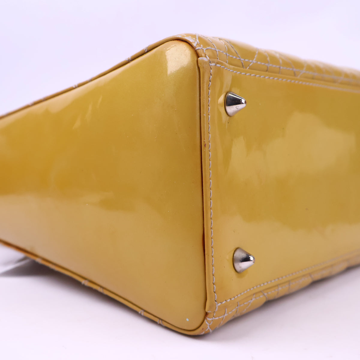 Dior Lady Dior Handbag Patent Leather Top Handle Bag J3122 | Pre-Owned Like New Leather