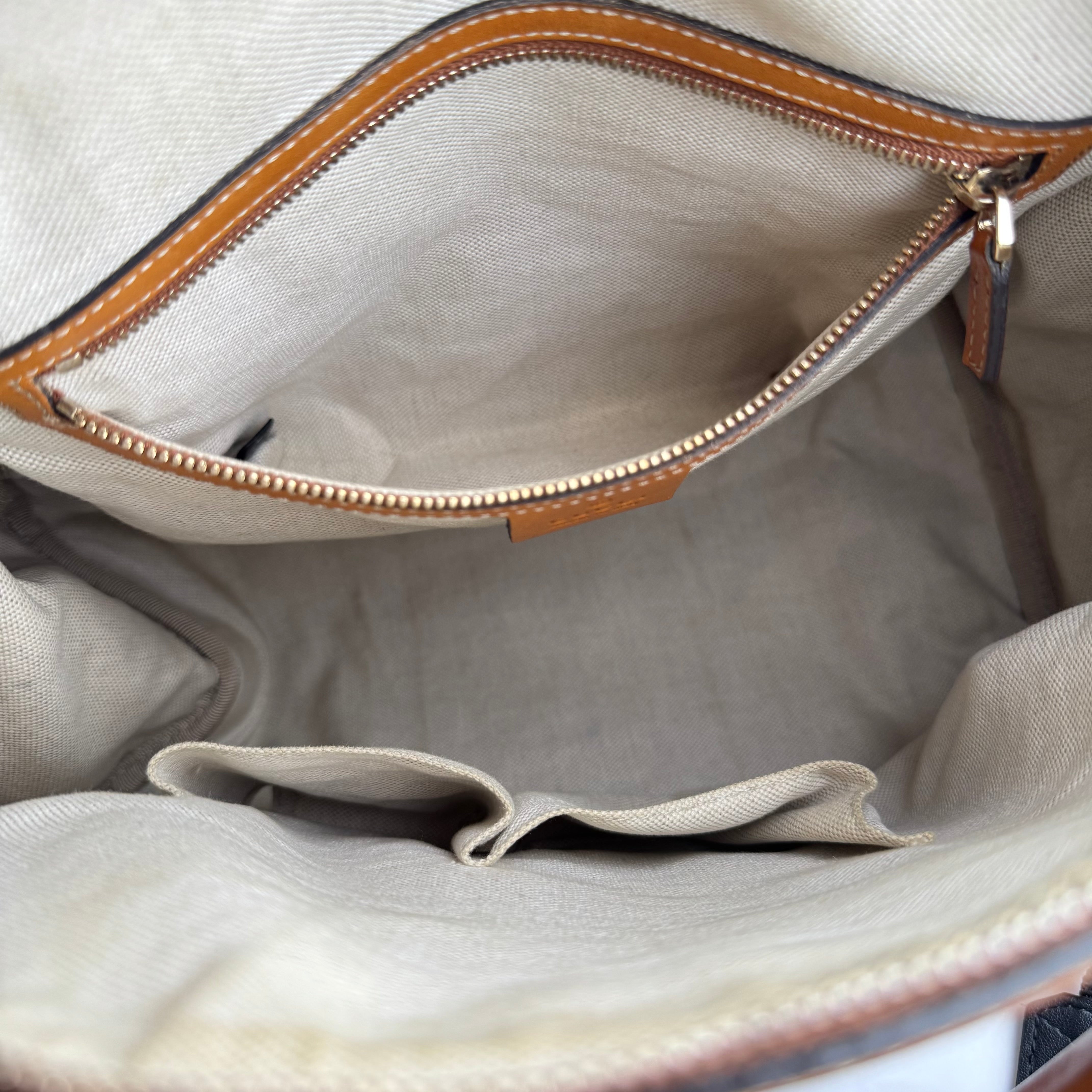 J1660 Gucci Sherry Line Canvas Leather Boston Bag- Pre Owned