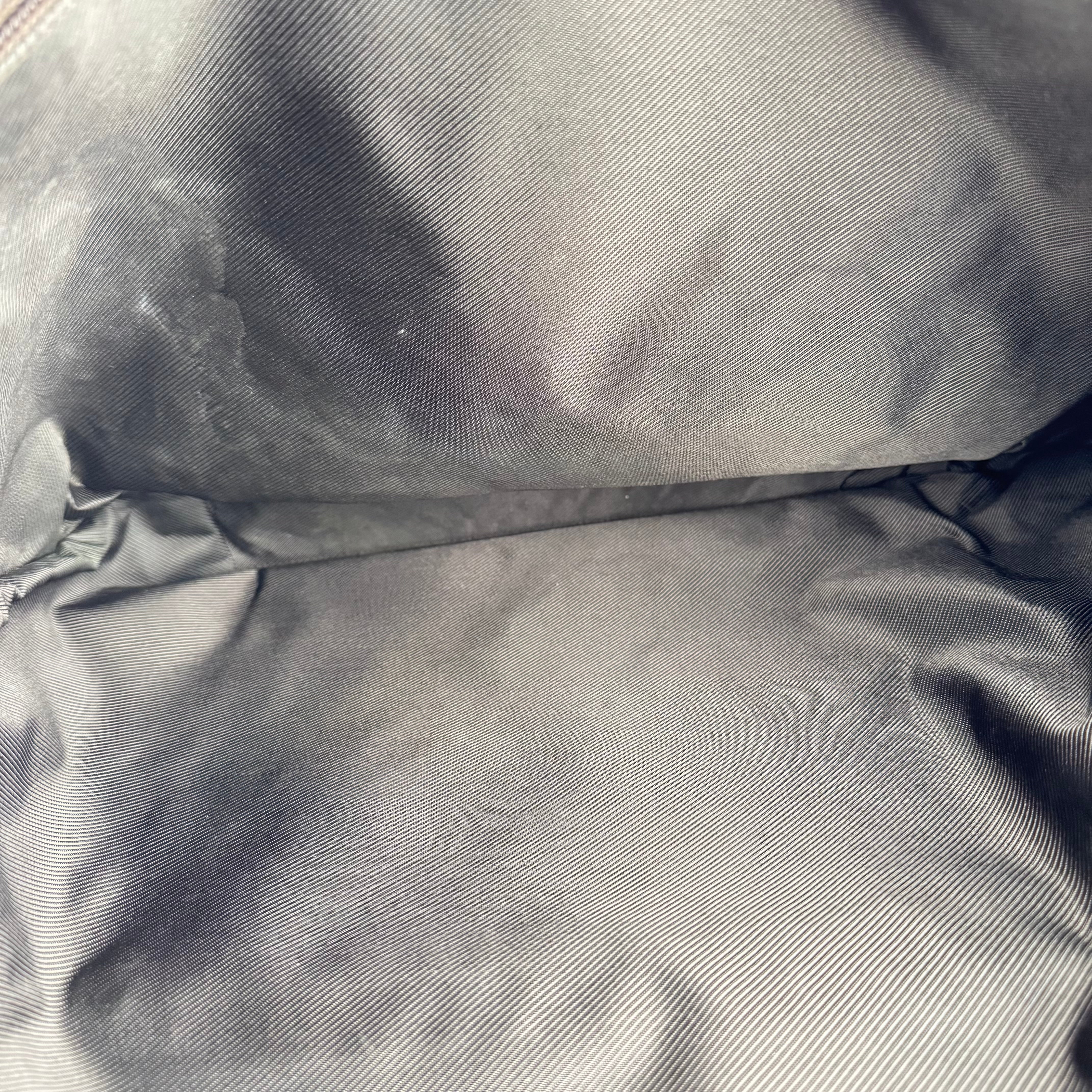 J1669 Gucci Brown GG Supreme Tote Bag Beige Dark brown Leather- Pre Owned