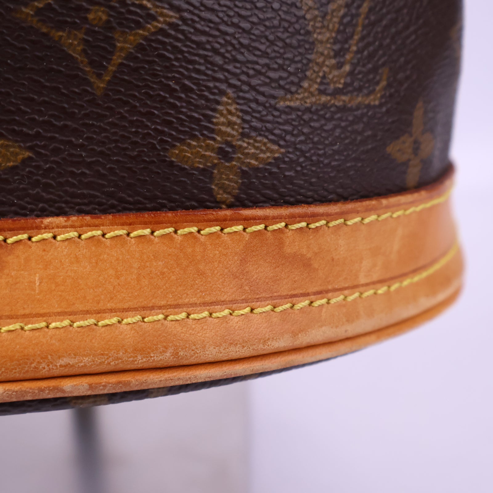 Louis Vuitton Petit Bucket Leather Monogram Bucket Bag J3162R | Pre-Owned Excellent Brown Monogram Canvas, Leather