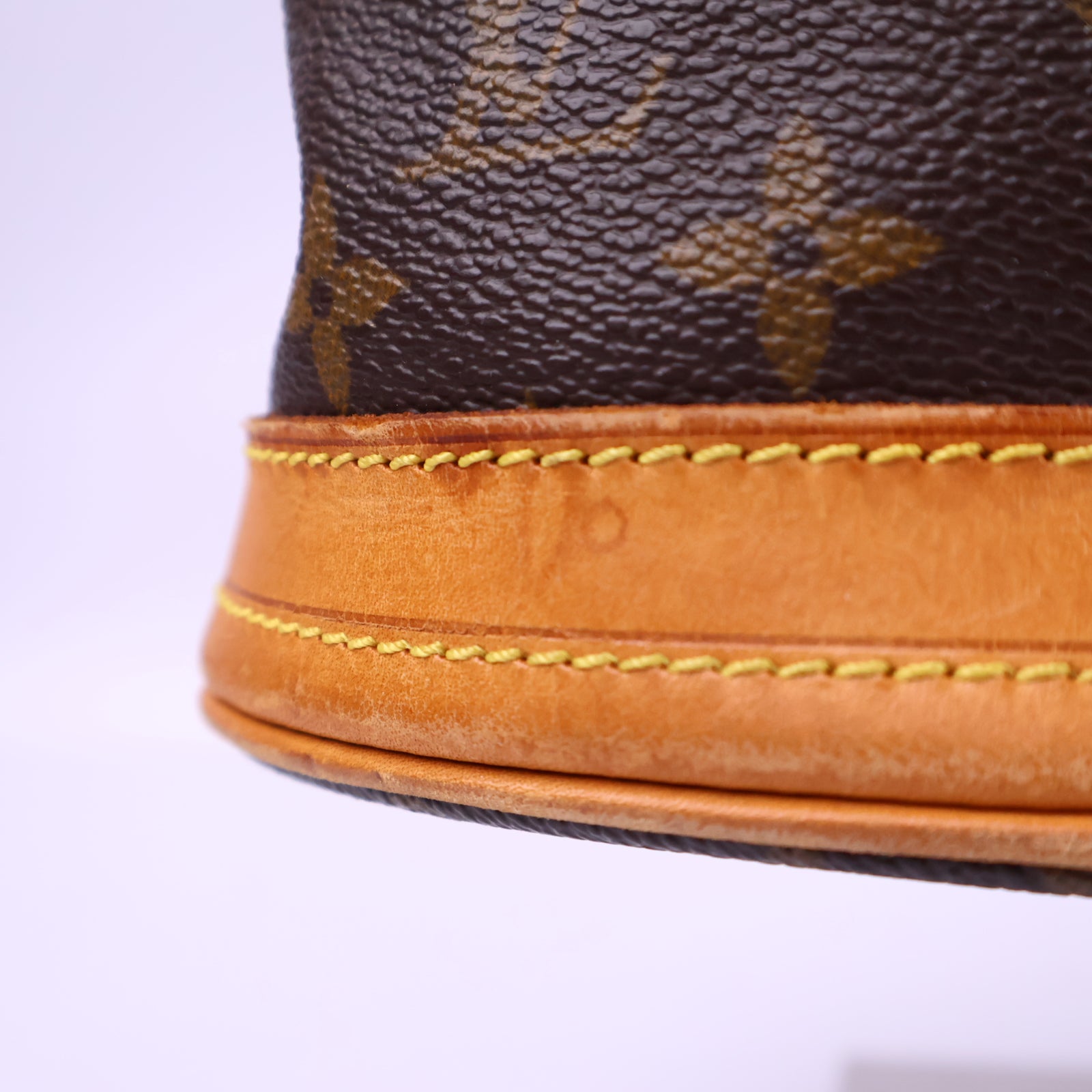 Louis Vuitton Petit Bucket Leather Monogram Bucket Bag J3162R | Pre-Owned Excellent Brown Monogram Canvas, Leather