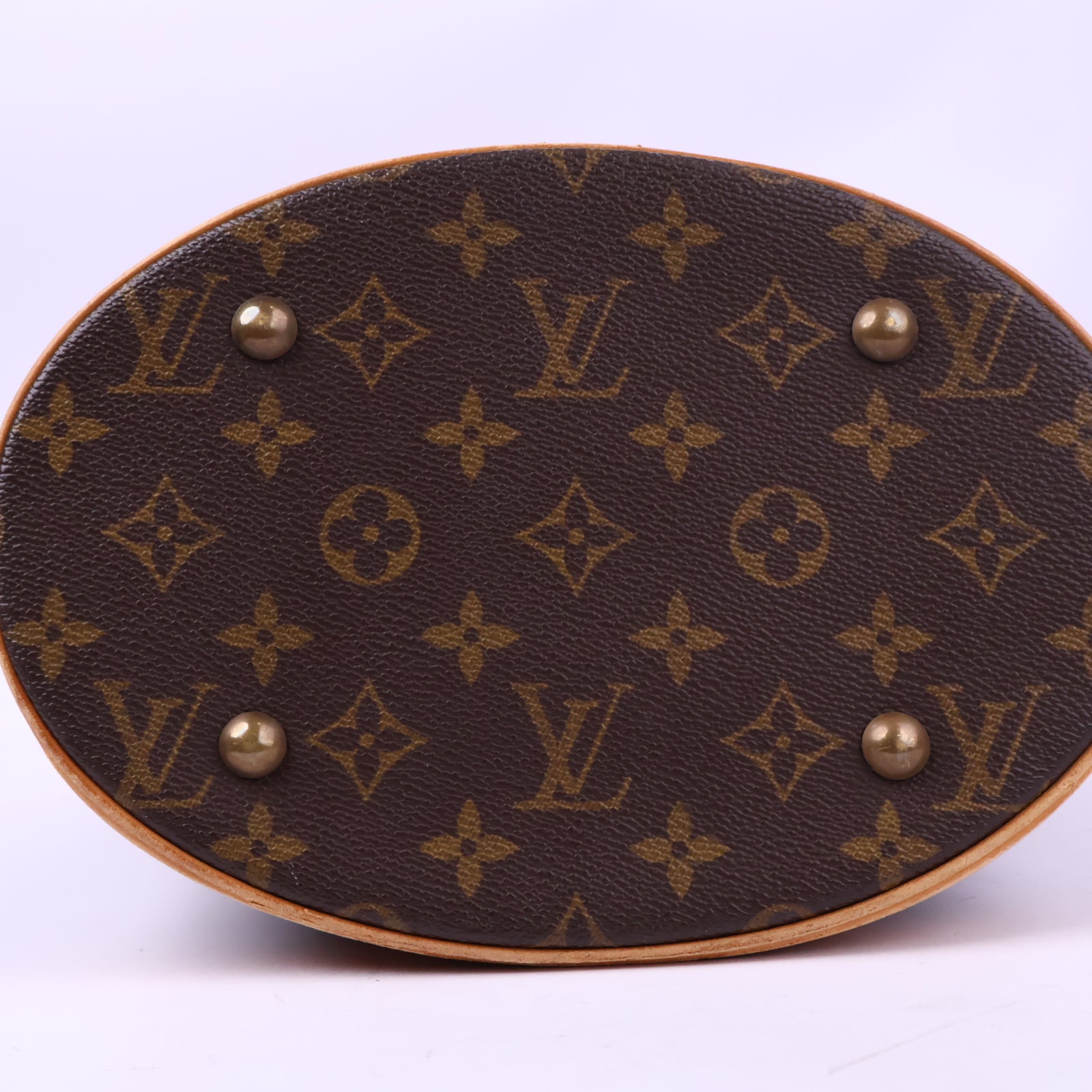Louis Vuitton Petit Bucket Leather Monogram Bucket Bag J3162R | Pre-Owned Excellent Brown Monogram Canvas, Leather