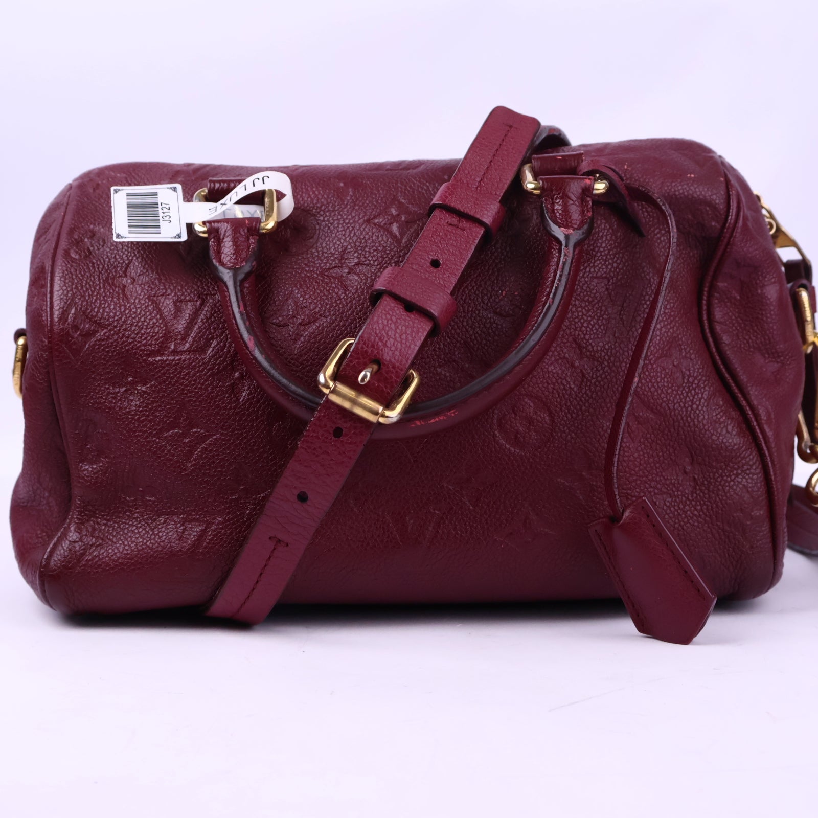 Louis Vuitton Aurore Monogram Empreinte Leather Speedy Bandouliere 25 Shoulder Bag J3127 | Pre-Owned Very Good Burgundy Monogram Empreinte Canvas, Leather