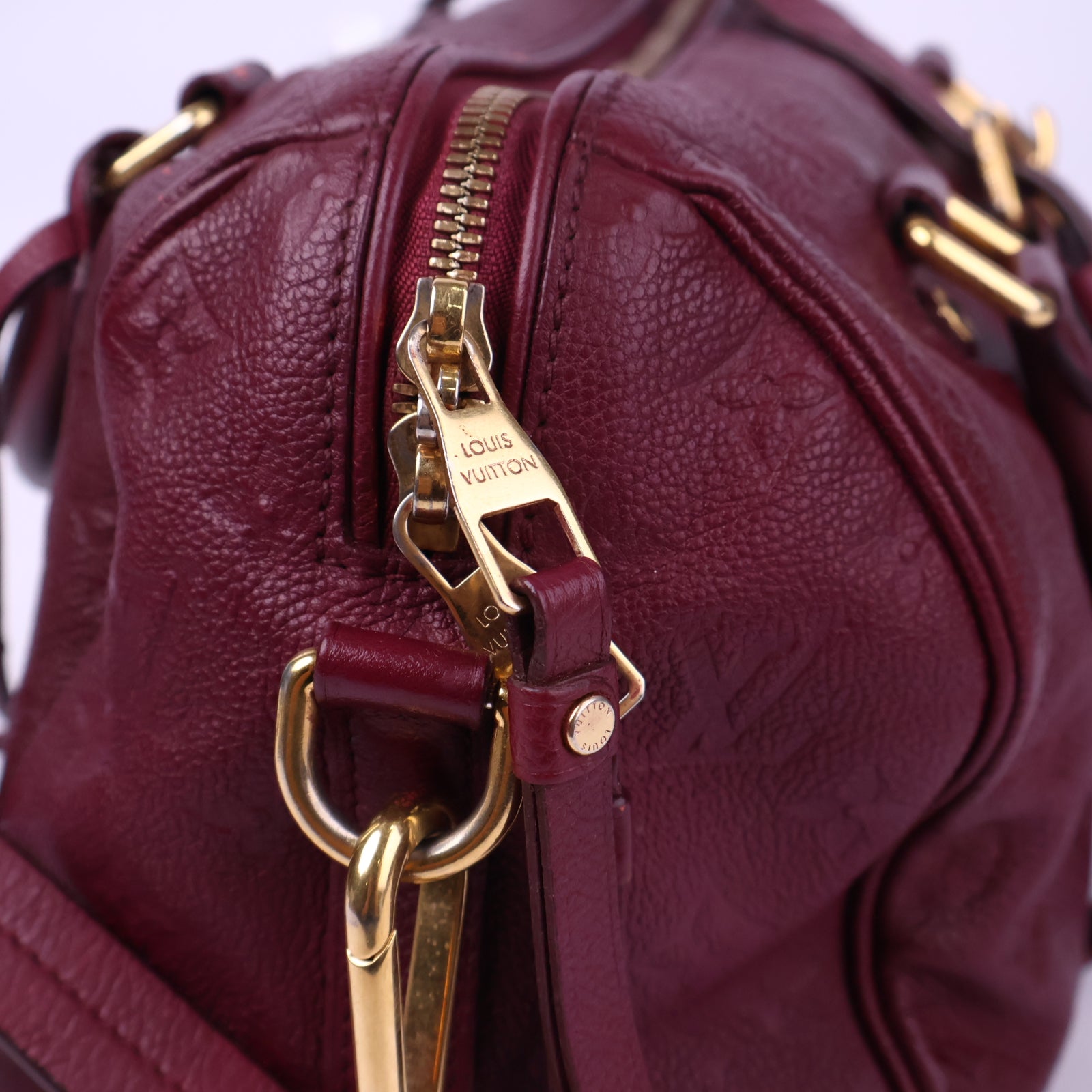 Louis Vuitton Aurore Monogram Empreinte Leather Speedy Bandouliere 25 Shoulder Bag J3127 | Pre-Owned Very Good Burgundy Monogram Empreinte Canvas, Leather