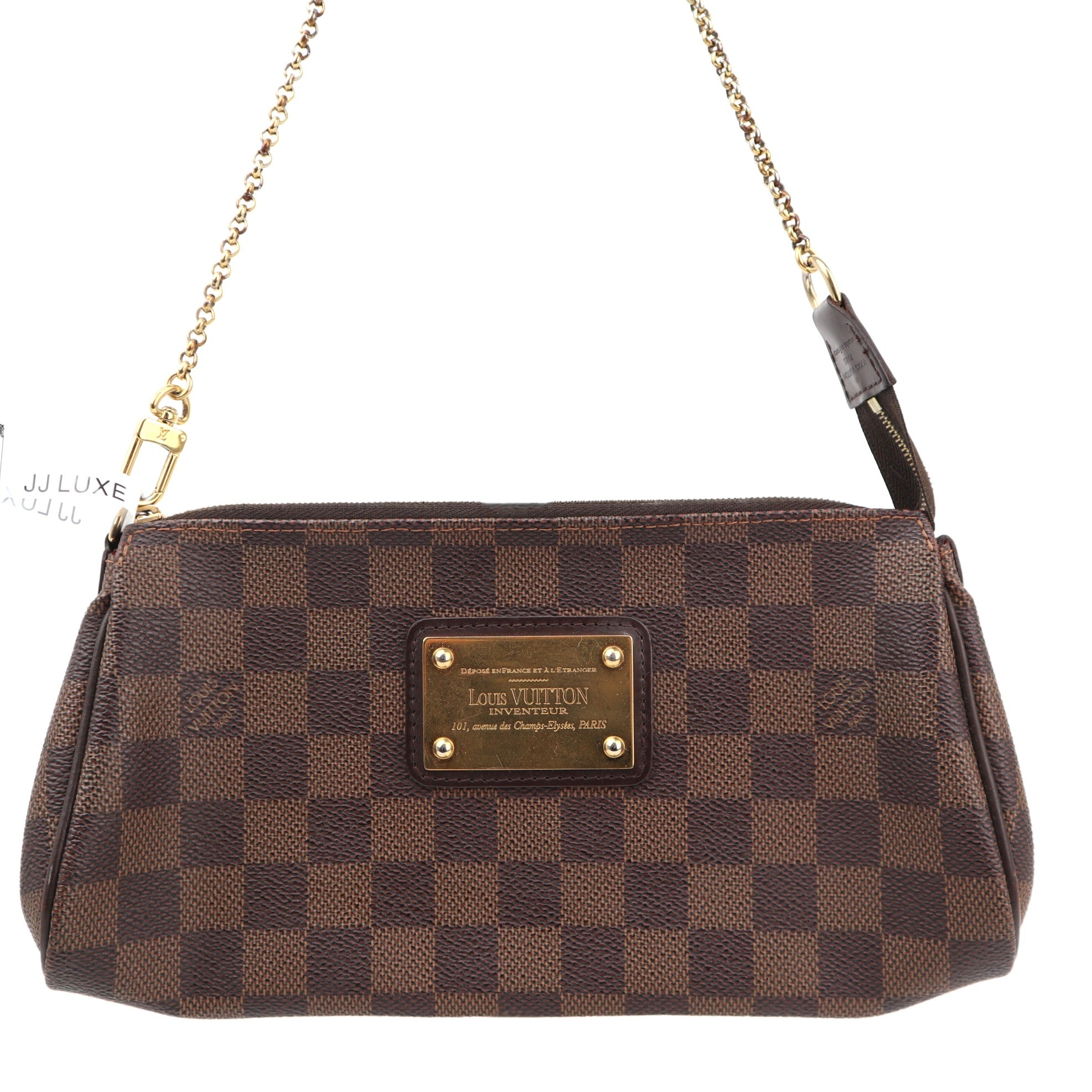 Louis Vuitton Damier Ebene Eva Clutch Clutch Bag C1581 | Pre-Owned Excellent Brown Damier Ebene Canvas