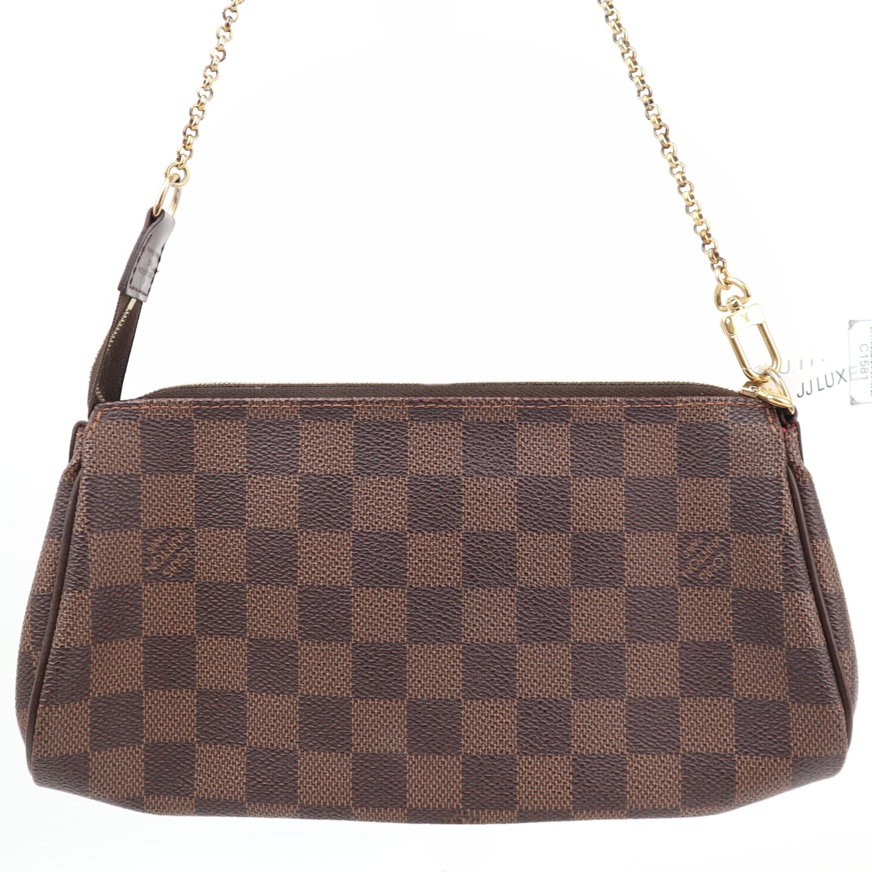 Louis Vuitton Damier Ebene Eva Clutch Clutch Bag C1581 | Pre-Owned Excellent Brown Damier Ebene Canvas