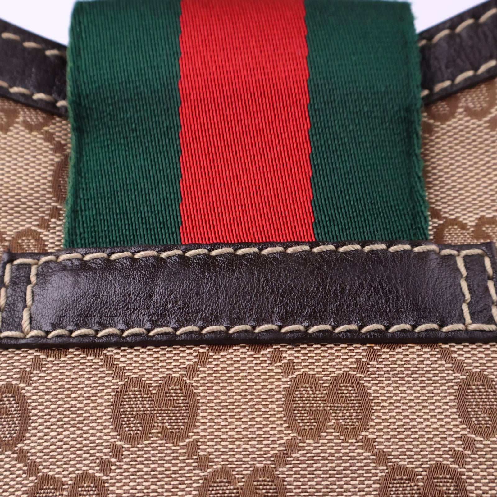 Gucci GG Canvas New Ladies Web Hobo Shoulder Bag J3119 | Pre-Owned Excellent Brown GG Monogram Canvas