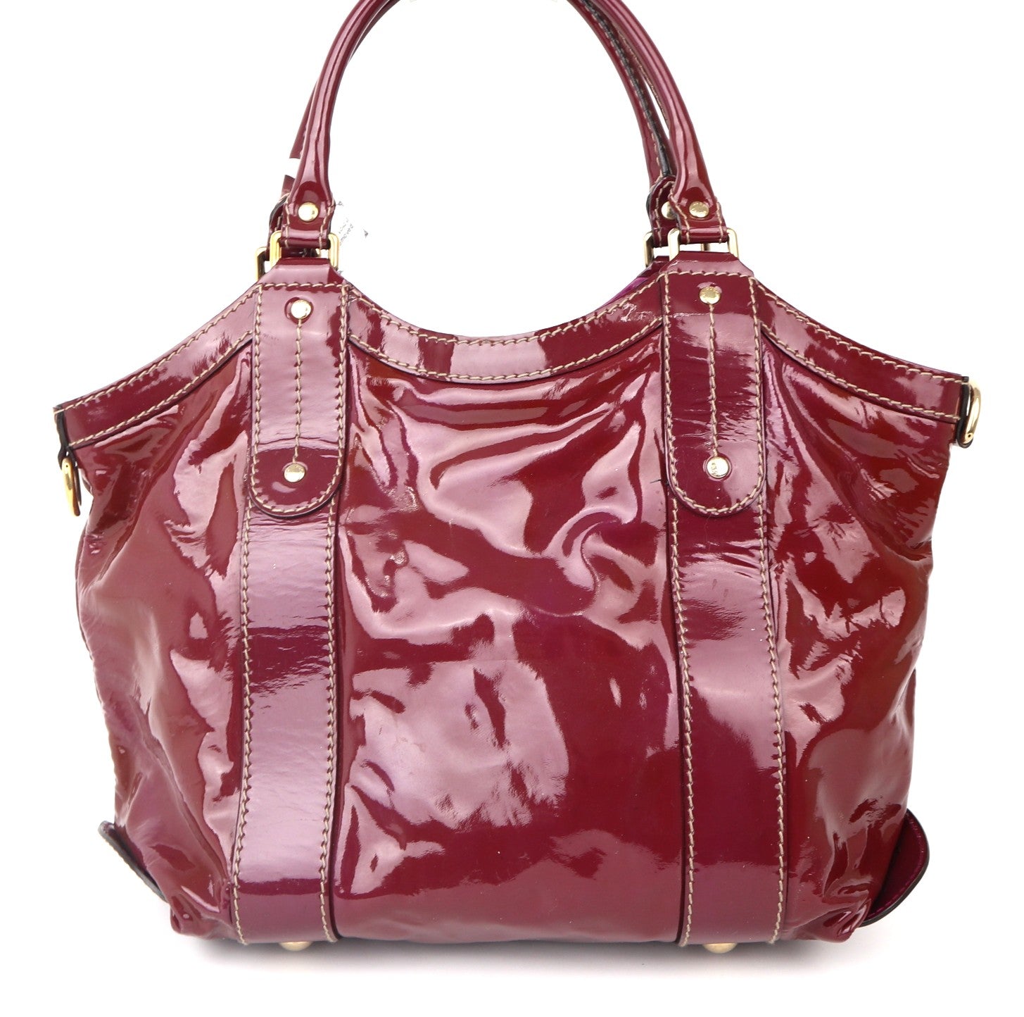 C1015 Gucci Patent Leather Bow Mirror Sukey Tote Bag-Pre Owned