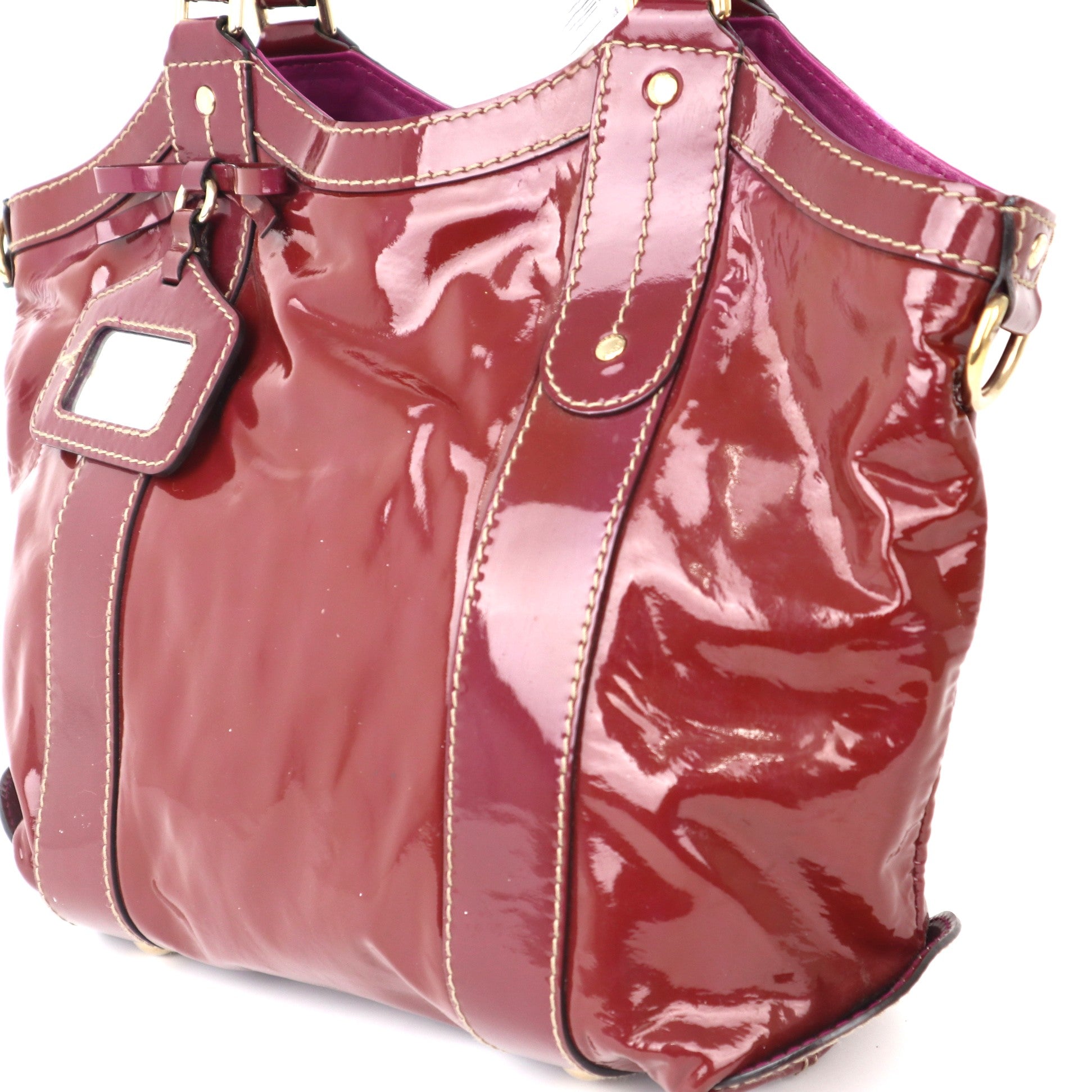 C1015 Gucci Patent Leather Bow Mirror Sukey Tote Bag-Pre Owned