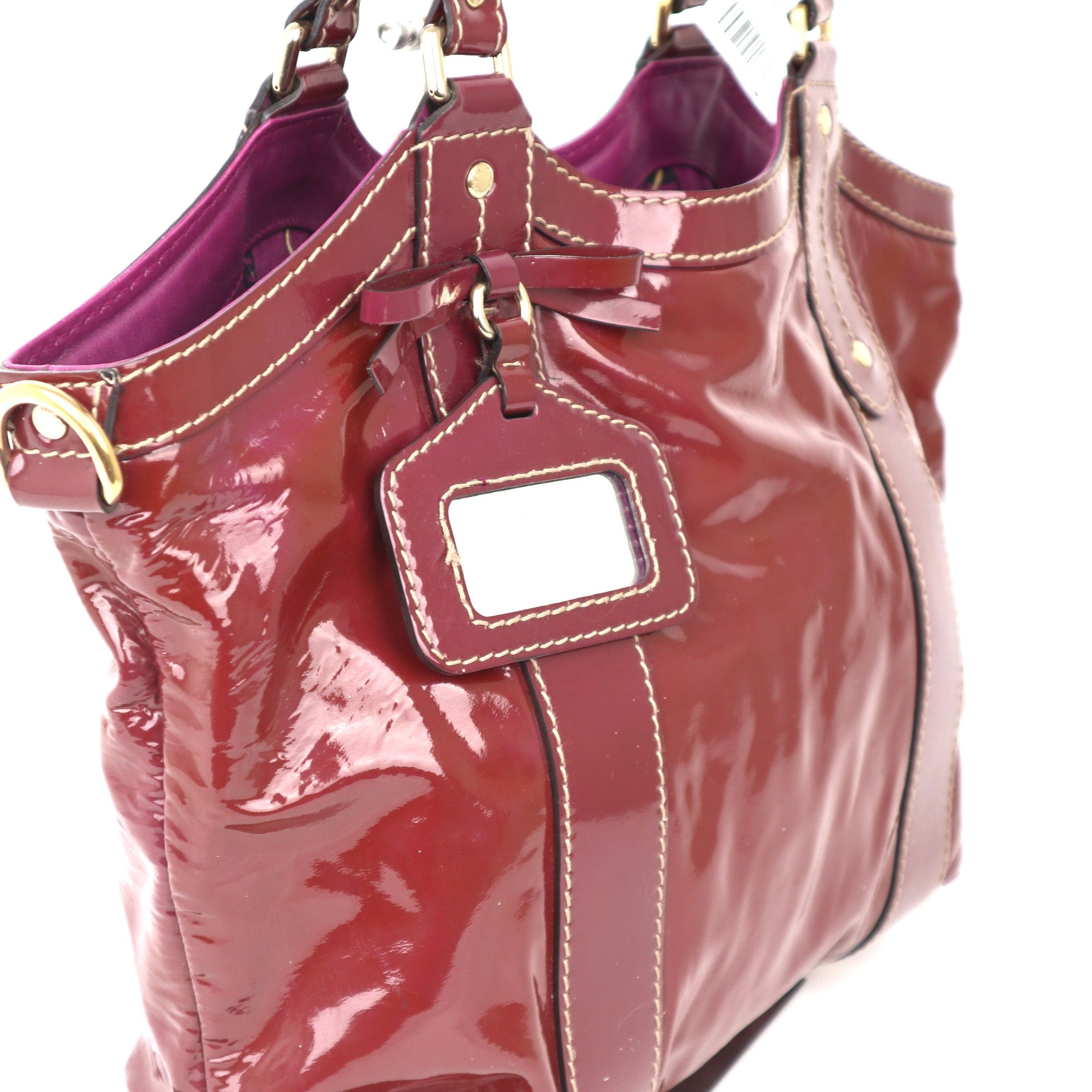 C1015 Gucci Patent Leather Bow Mirror Sukey Tote Bag-Pre Owned