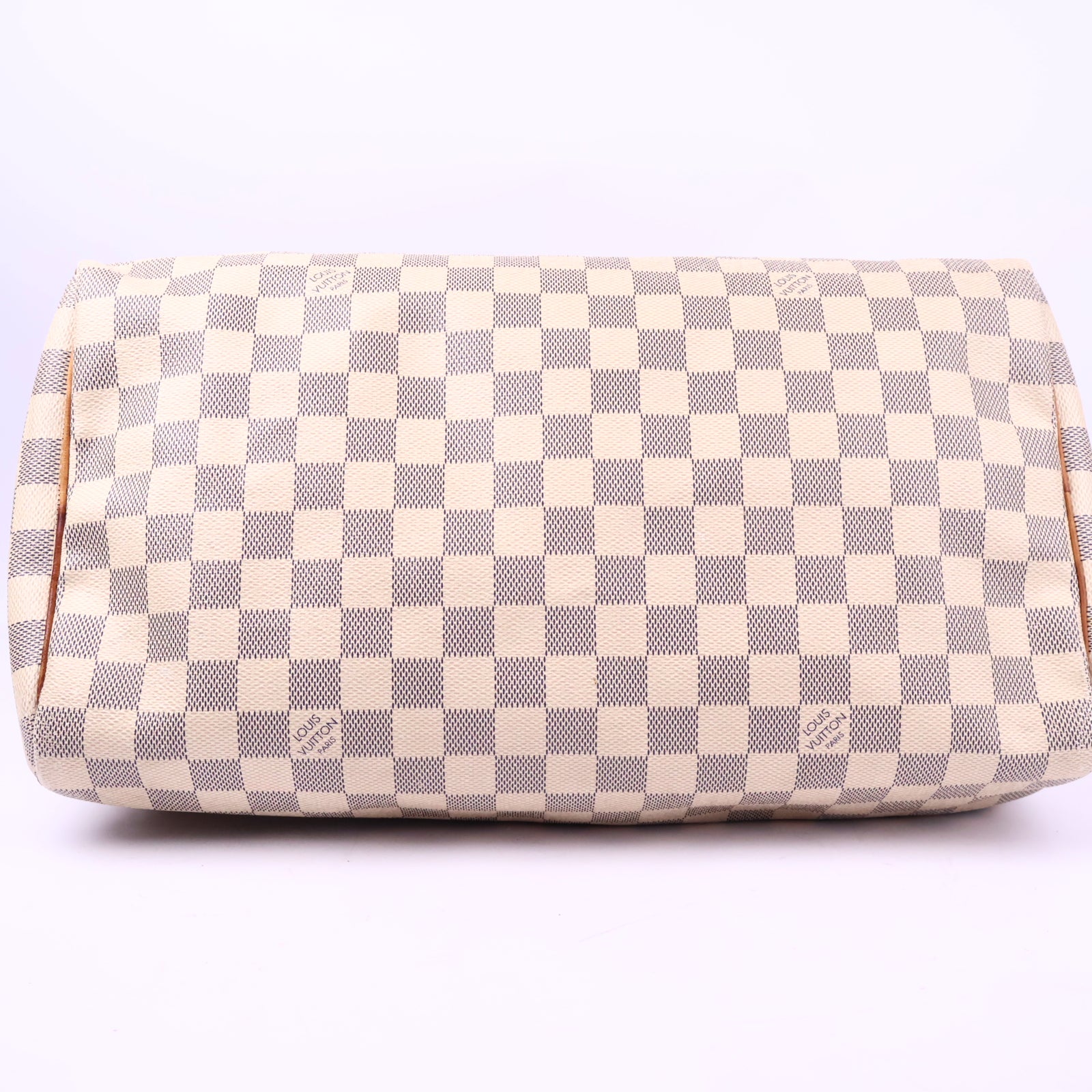 J3202 Louis Vuitton Top Handle Bag Damier Azur Speedy 35 | Pre-Owned Very Good White / Blue Damier Azur Canvas