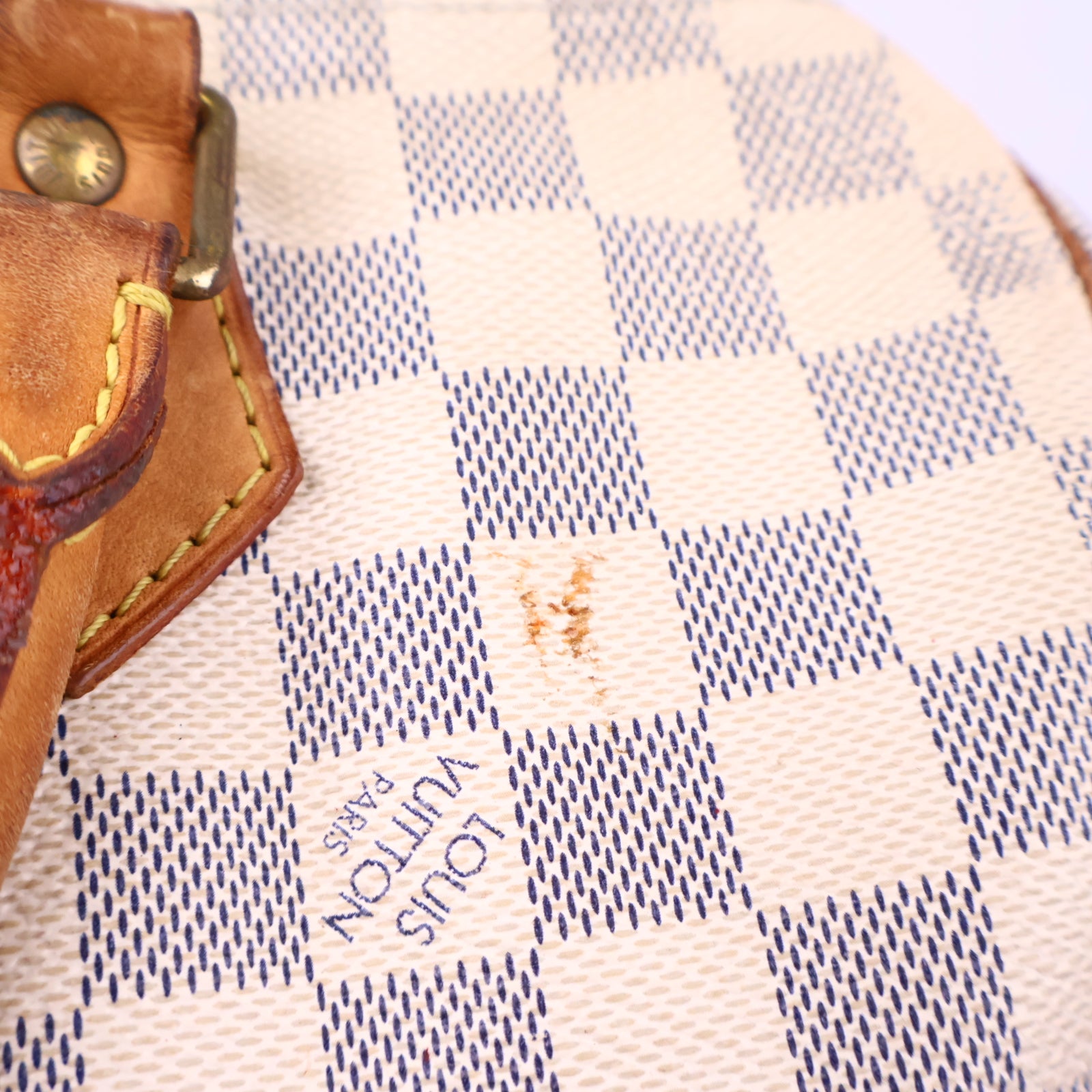 J3201 Louis Vuitton Top Handle Bag Speedy 30 Damier Azur | Pre-Owned Very Good White / Blue Damier Azur Canvas