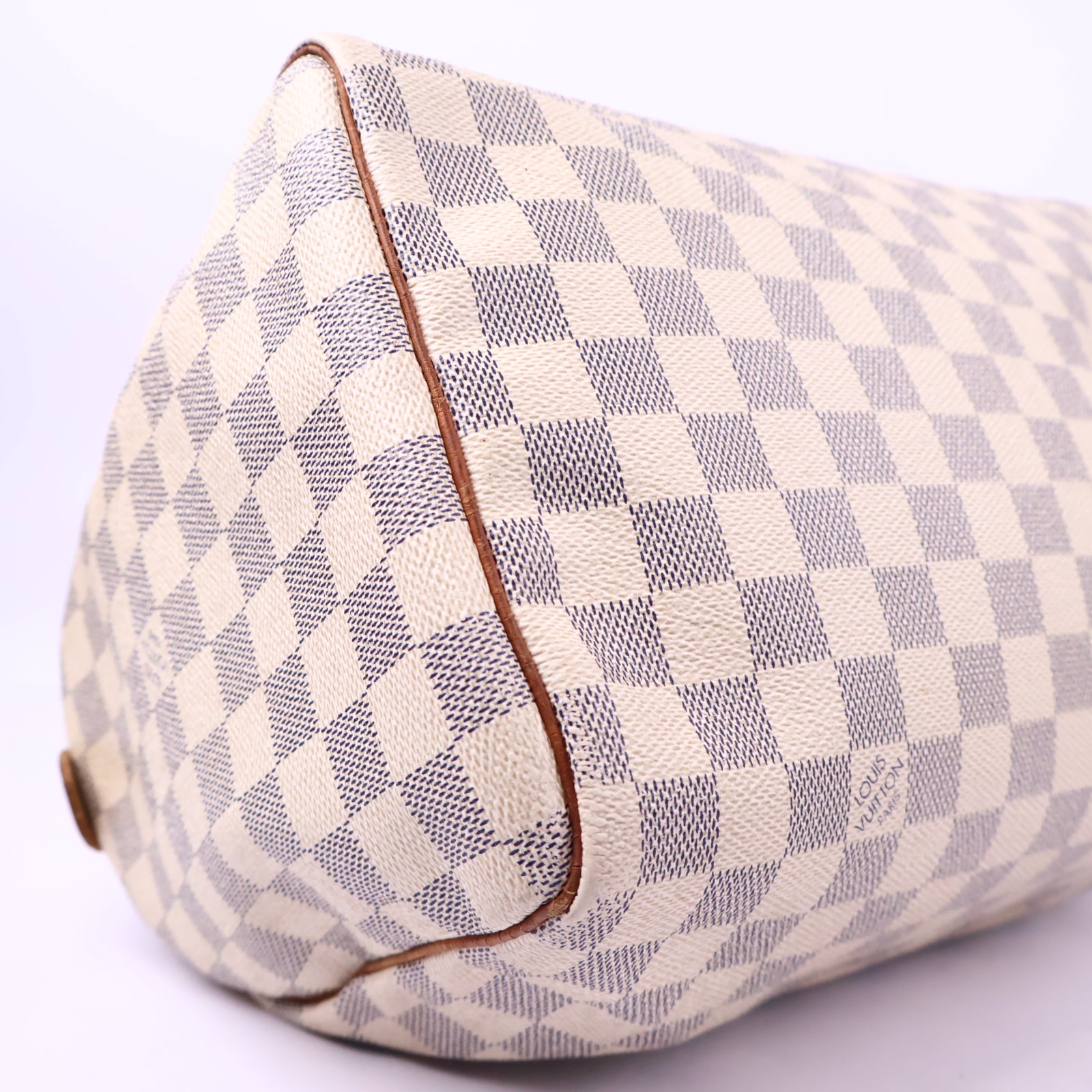 J3201 Louis Vuitton Top Handle Bag Speedy 30 Damier Azur | Pre-Owned Very Good White / Blue Damier Azur Canvas