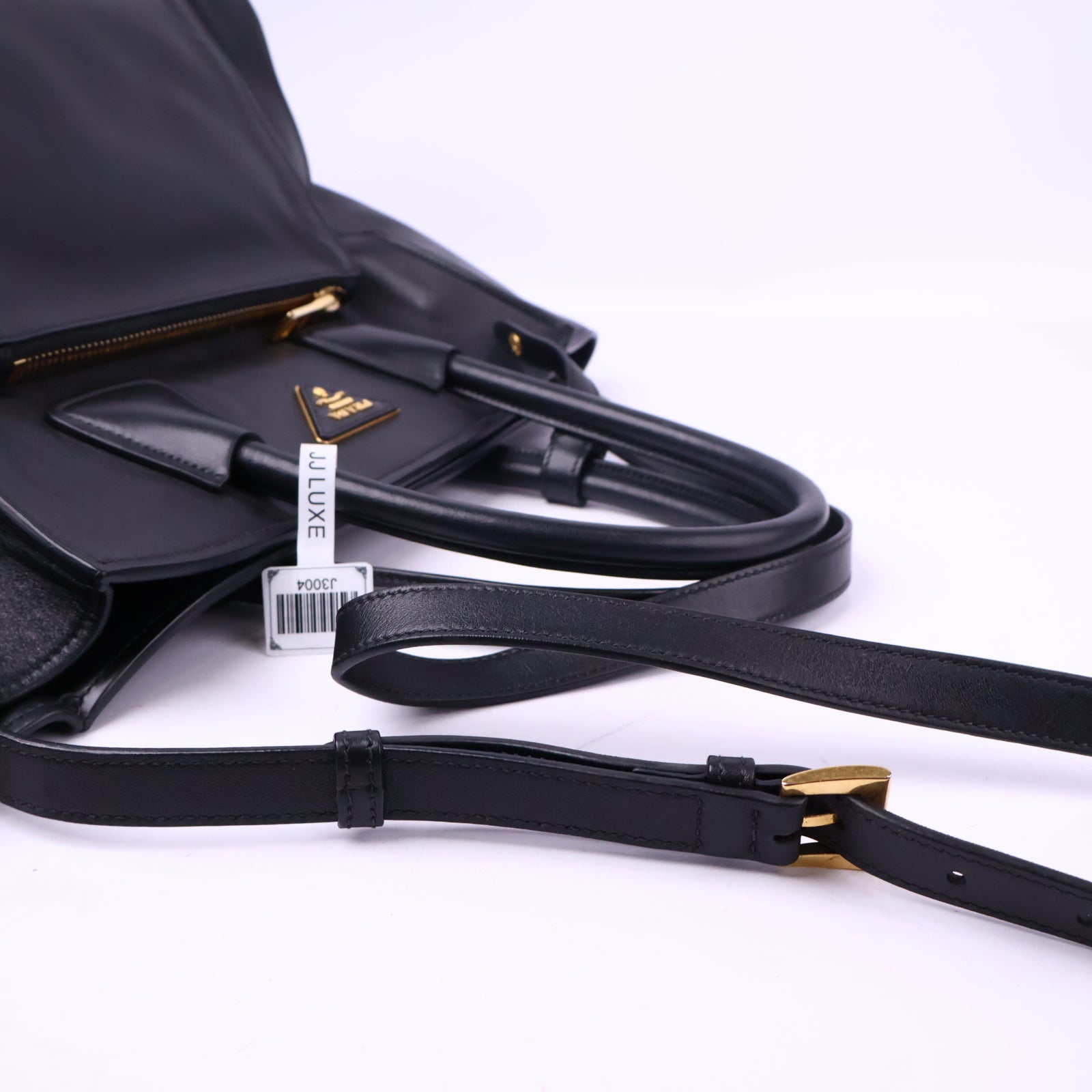 J3004 Prada Tote Bag Front Pocket Wing Convertible Soft Calf Tote Bag | Pre-Owned Like New Leather