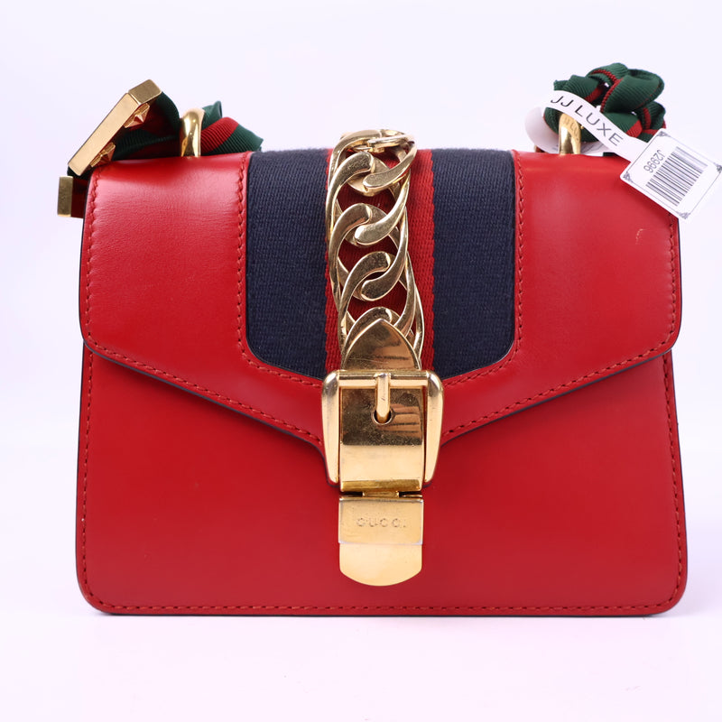 J2996 Gucci Shoulder Bag Sylvie Mini Chain Shoulder Bag | Pre-Owned Like New Leather