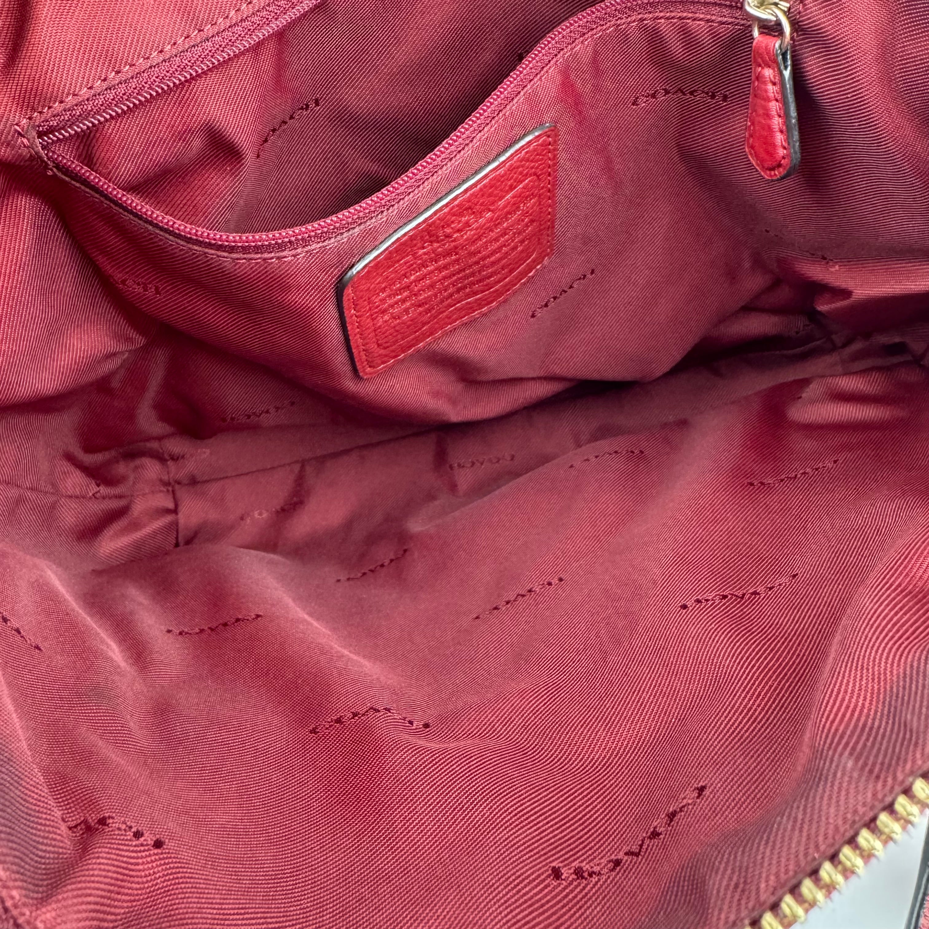 J1650 Coach Red Pebbled Leather Satchel Bag- Pre Owned