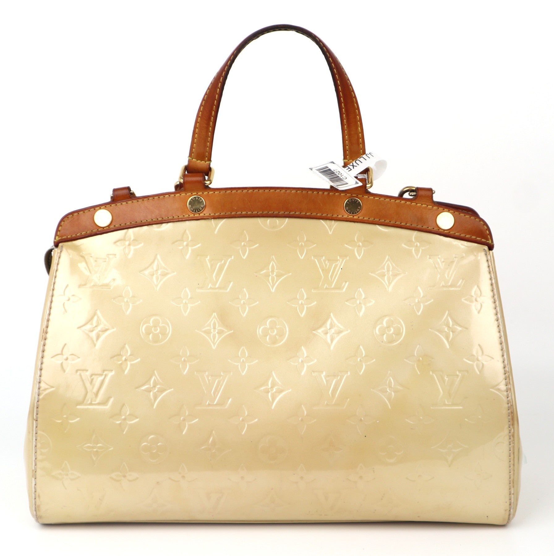 C1027 Louis Vuitton Brea Beige Patent Monogram Leather  MM Handbag - Pre Owned