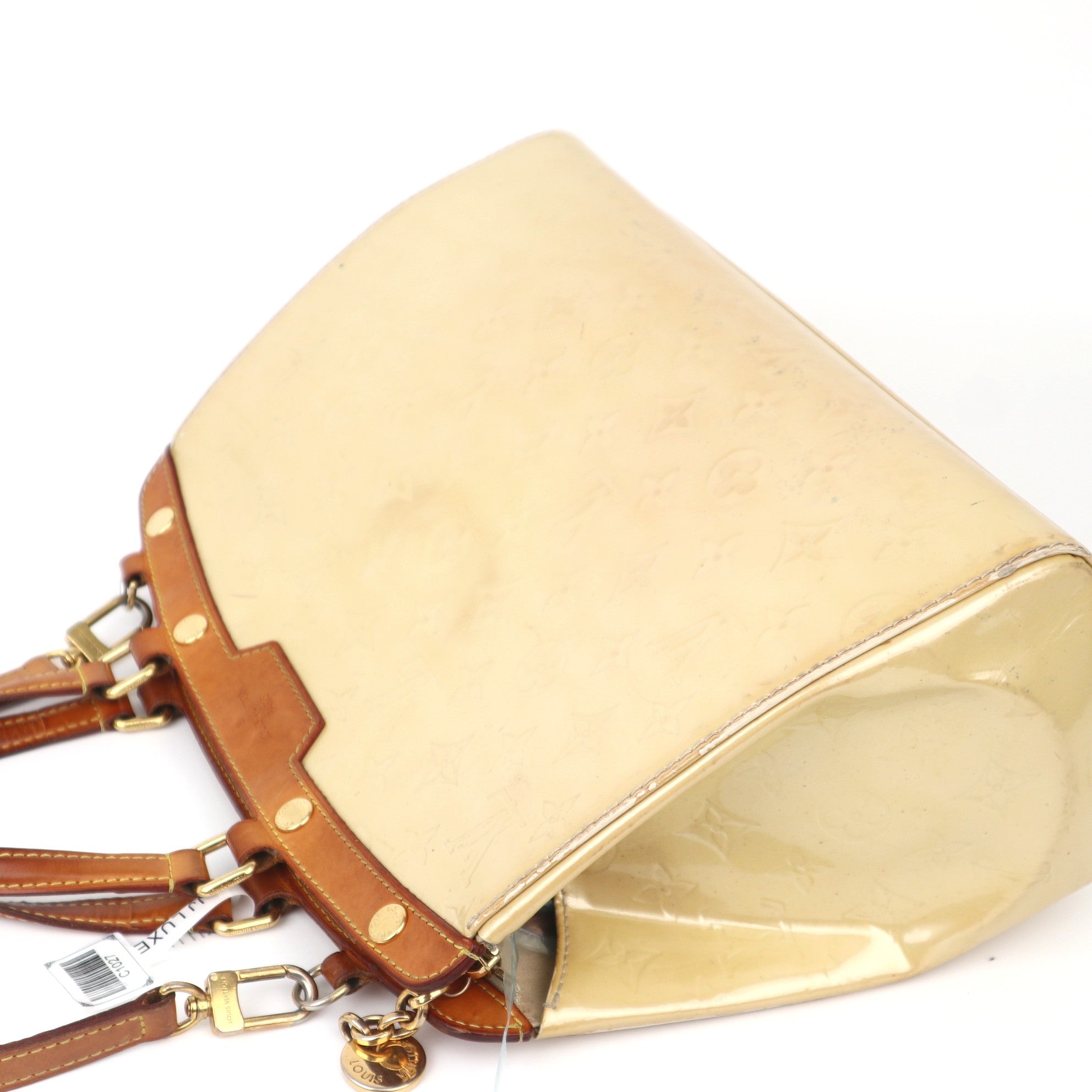 C1027 Louis Vuitton Brea Beige Patent Monogram Leather  MM Handbag - Pre Owned
