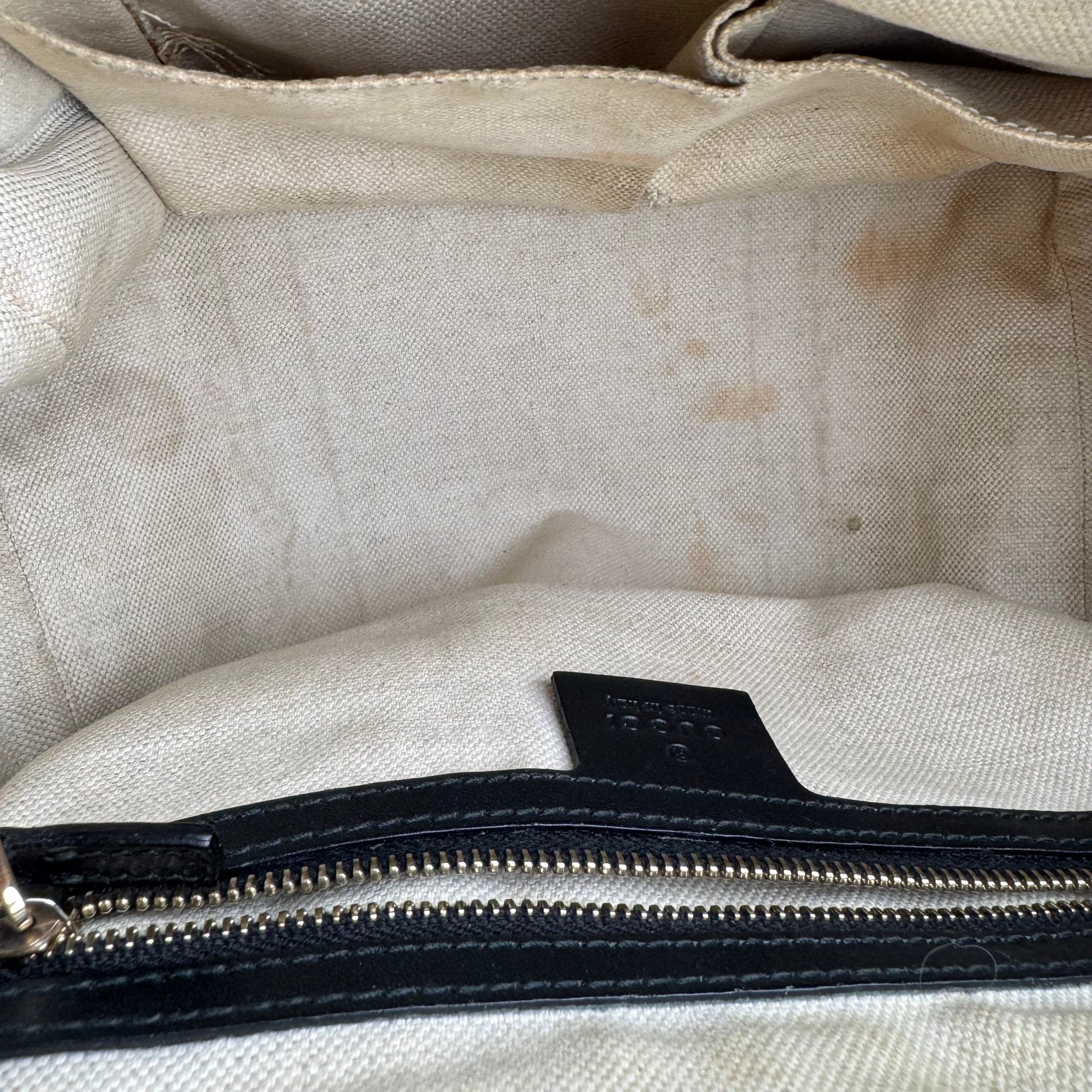 J1634 GUCCI Diamante Sherry Line Hand Bag Canvas 2way Beige Gold- Pre Owned