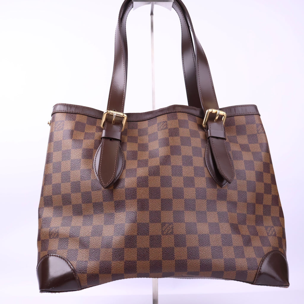 J3173R# Louis Vuitton Tote Bag Hampstead MM Damier Ebene | Pre-Owned Like New Brown Coated canvas, leather trim Damier Ebene