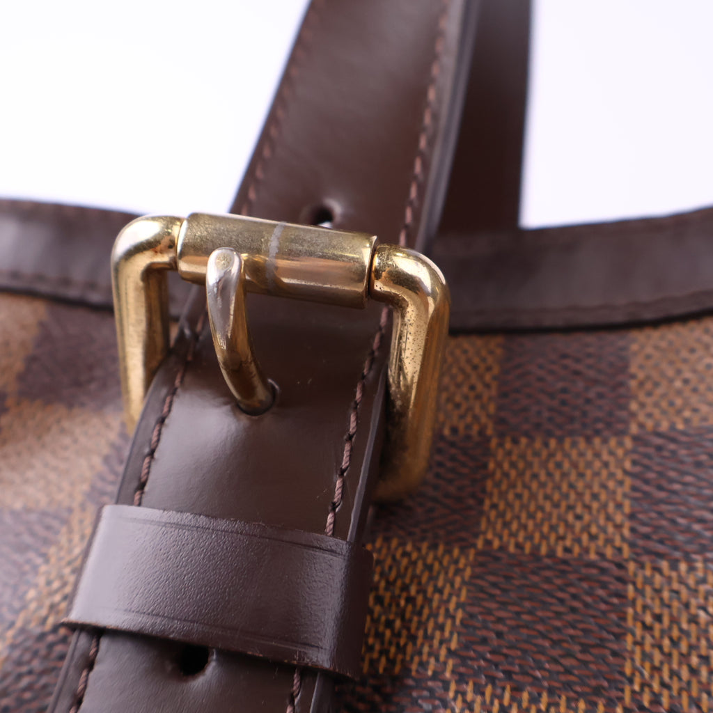 J3173R# Louis Vuitton Tote Bag Hampstead MM Damier Ebene | Pre-Owned Like New Brown Coated canvas, leather trim Damier Ebene