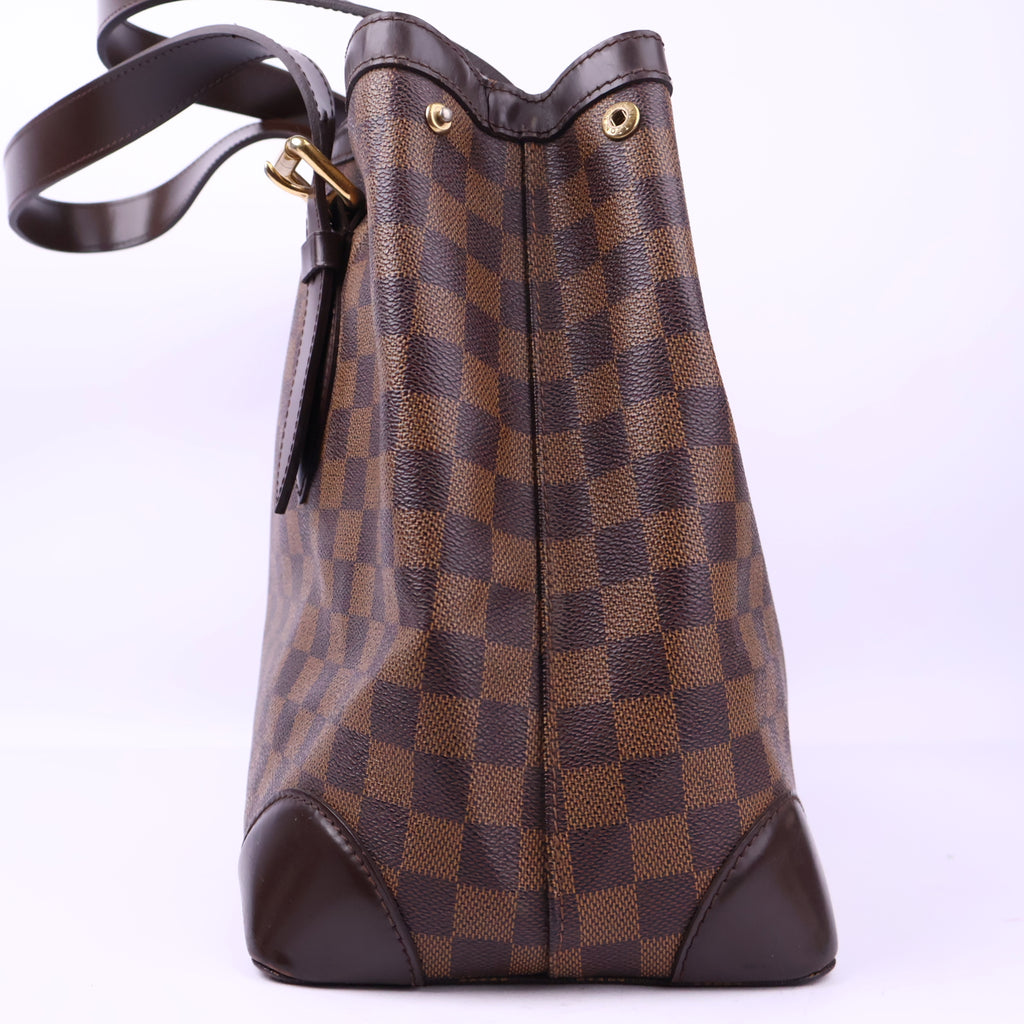 J3173R# Louis Vuitton Tote Bag Hampstead MM Damier Ebene | Pre-Owned Like New Brown Coated canvas, leather trim Damier Ebene