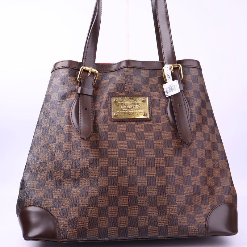 J3187 Louis Vuitton Tote Bag Hampstead MM Damier Ebene | Pre-Owned Like New Brown Coated canvas, leather trim Damier Ebene