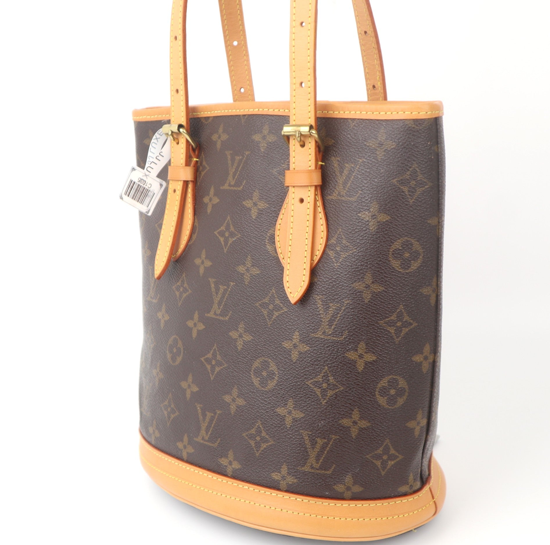 C1035 Louis Vuitton  Brown Monogram Petit Bucket Bag-Pre Owned