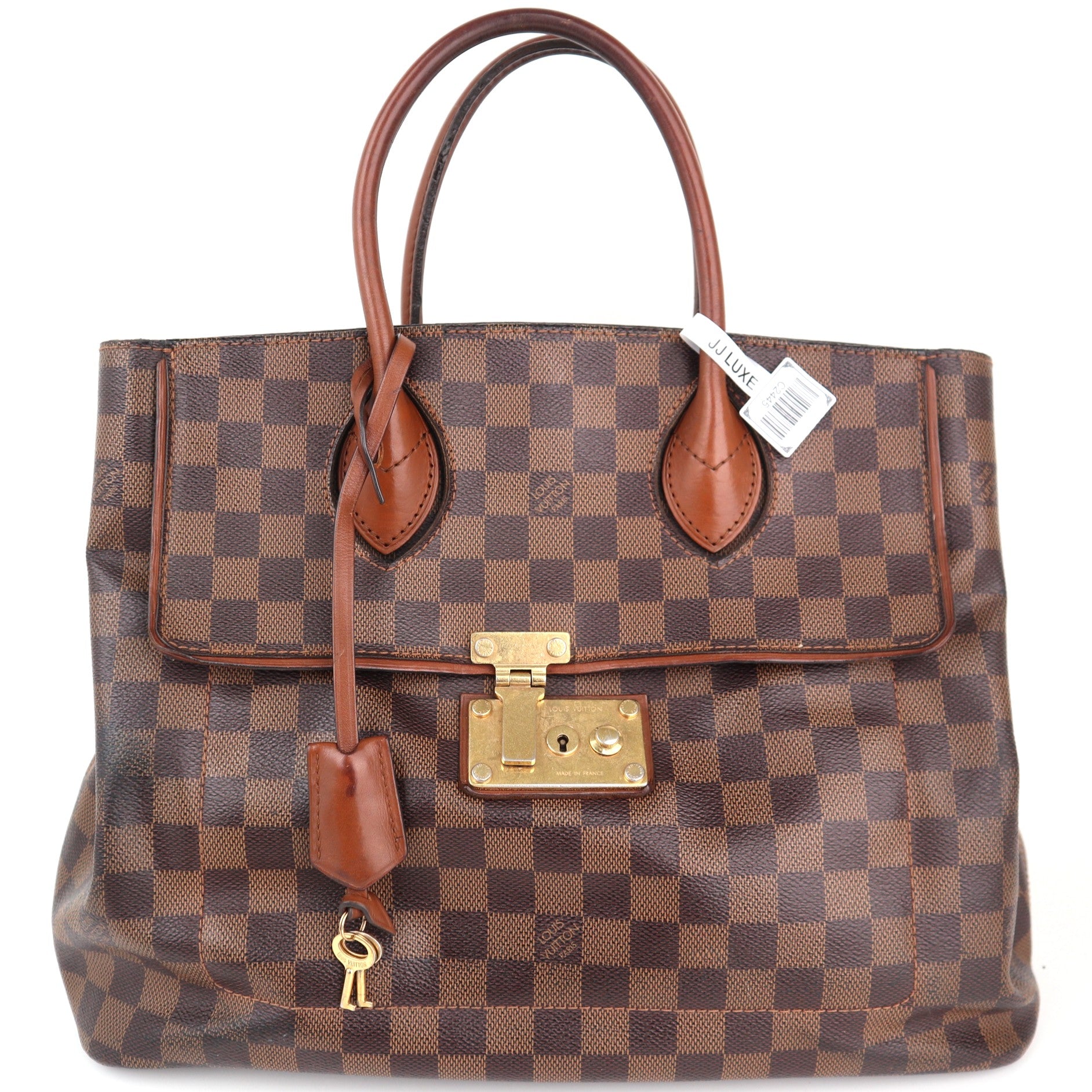 C2445 Louis Vuitton Shoulder Bag Damier Ebene Ascot | Pre-Owned Very Good Brown Canvas Damier Ebene