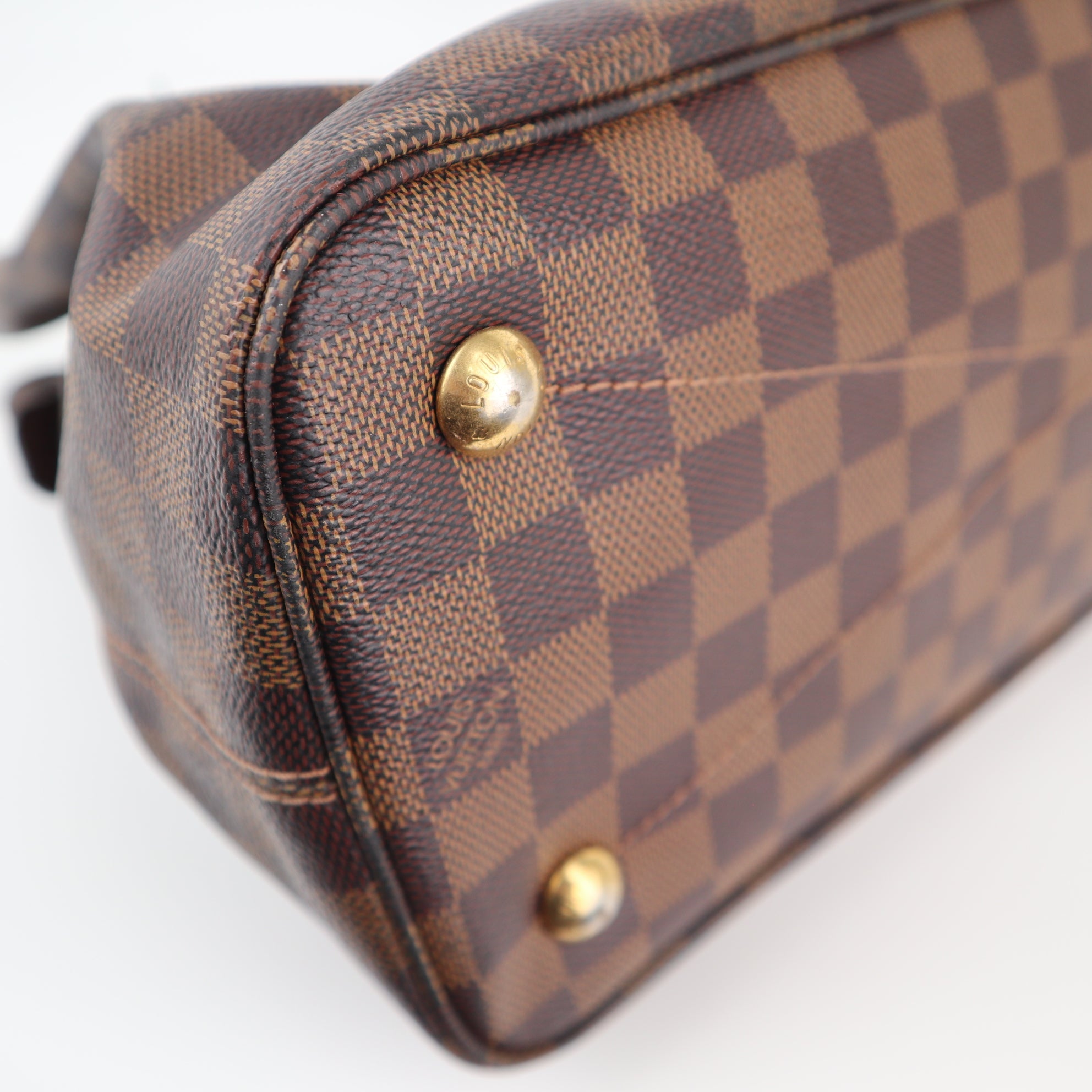 C2445 Louis Vuitton Shoulder Bag Damier Ebene Ascot | Pre-Owned Very Good Brown Canvas Damier Ebene