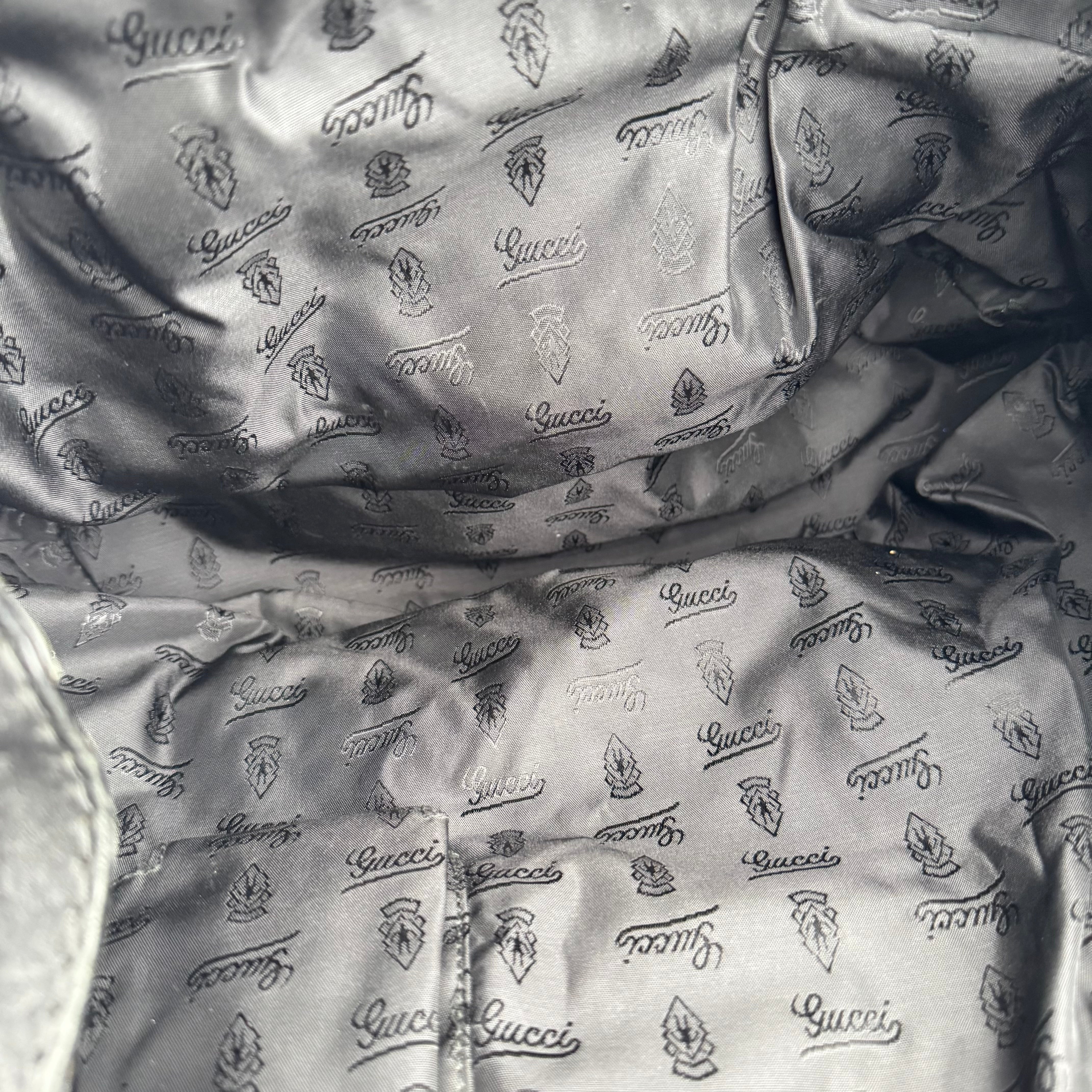 J1605 Gucci Black Jockey Leather Tote Pony- Pre Owned