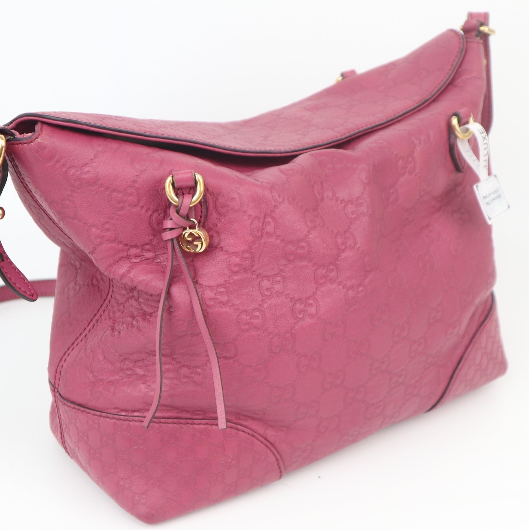 C1041 Gucci guccissima bree foldover medium pink tote bag-Pre Owned