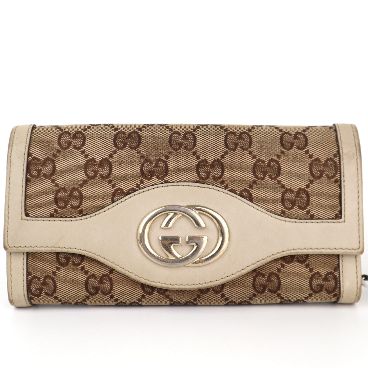 C2451 Gucci Wallet Vintage GG Canvas Interlocking G Logo Continental Wallet | Pre-Owned Very Good Canvas GG Canvas