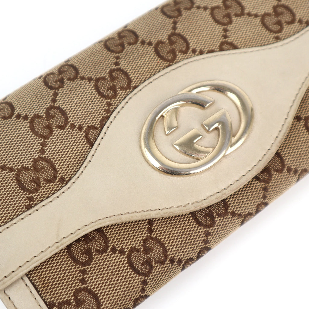 C2451 Gucci Wallet Vintage GG Canvas Interlocking G Logo Continental Wallet | Pre-Owned Very Good Canvas GG Canvas