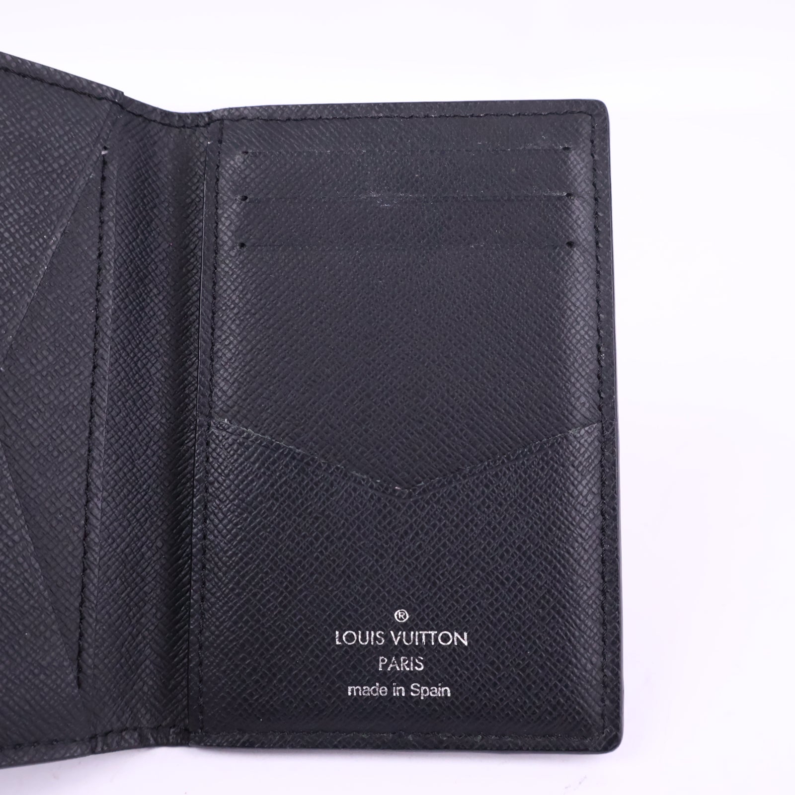 J3001 Louis Vuitton Card Holder Pocket Organizer | Pre-Owned Like New Black Epi leather