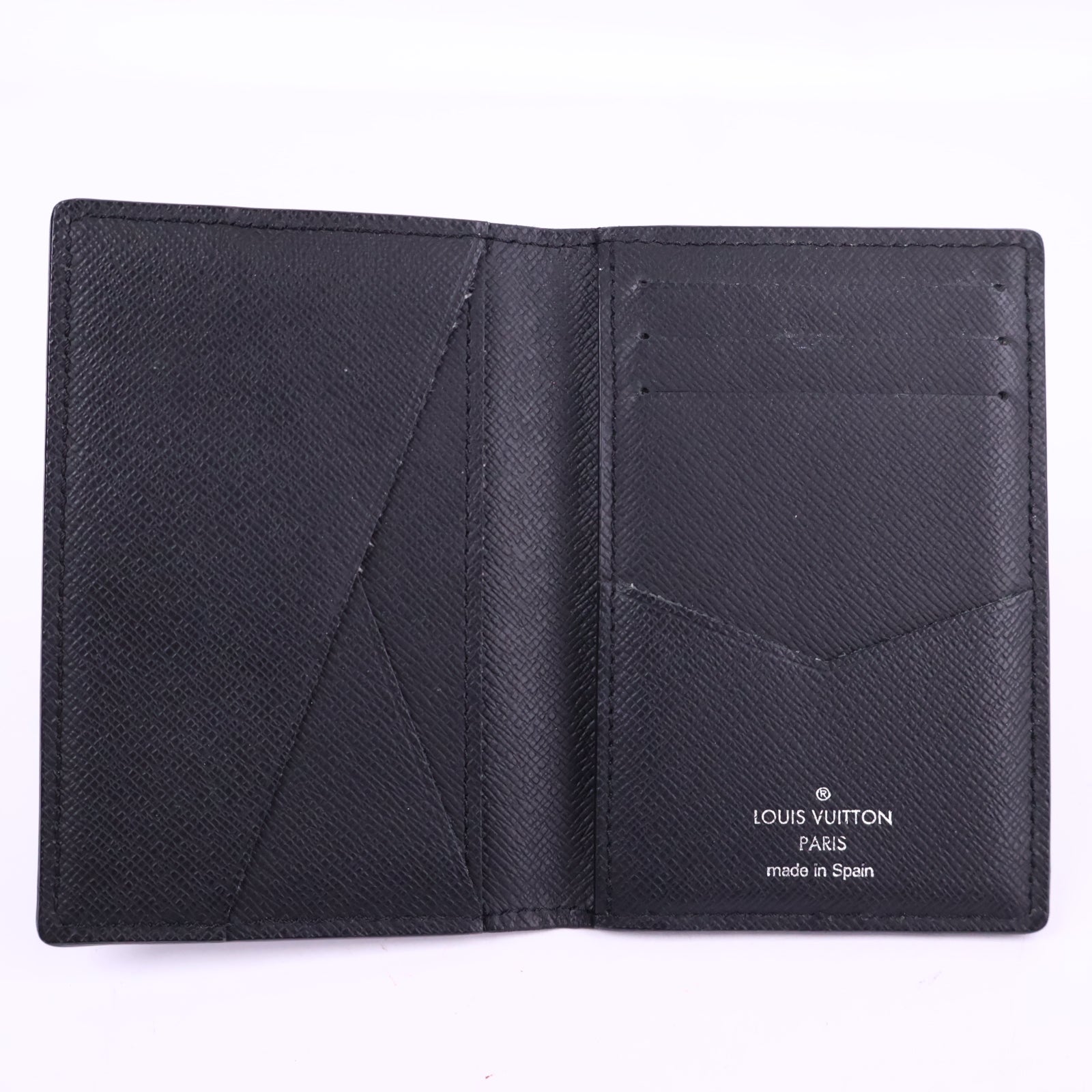 J3001 Louis Vuitton Card Holder Pocket Organizer | Pre-Owned Like New Black Epi leather